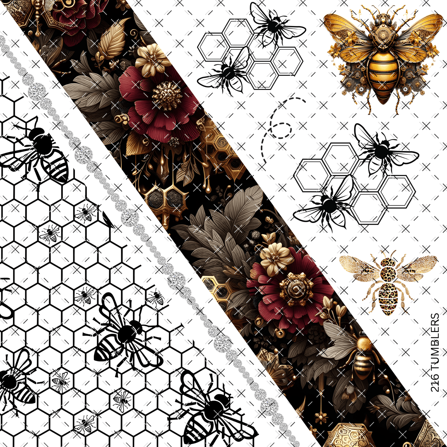 844 BEE SWIRL - 216 Tumblers