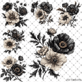 846 CREAM AND BLACK FLOWERS - 216 Tumblers
