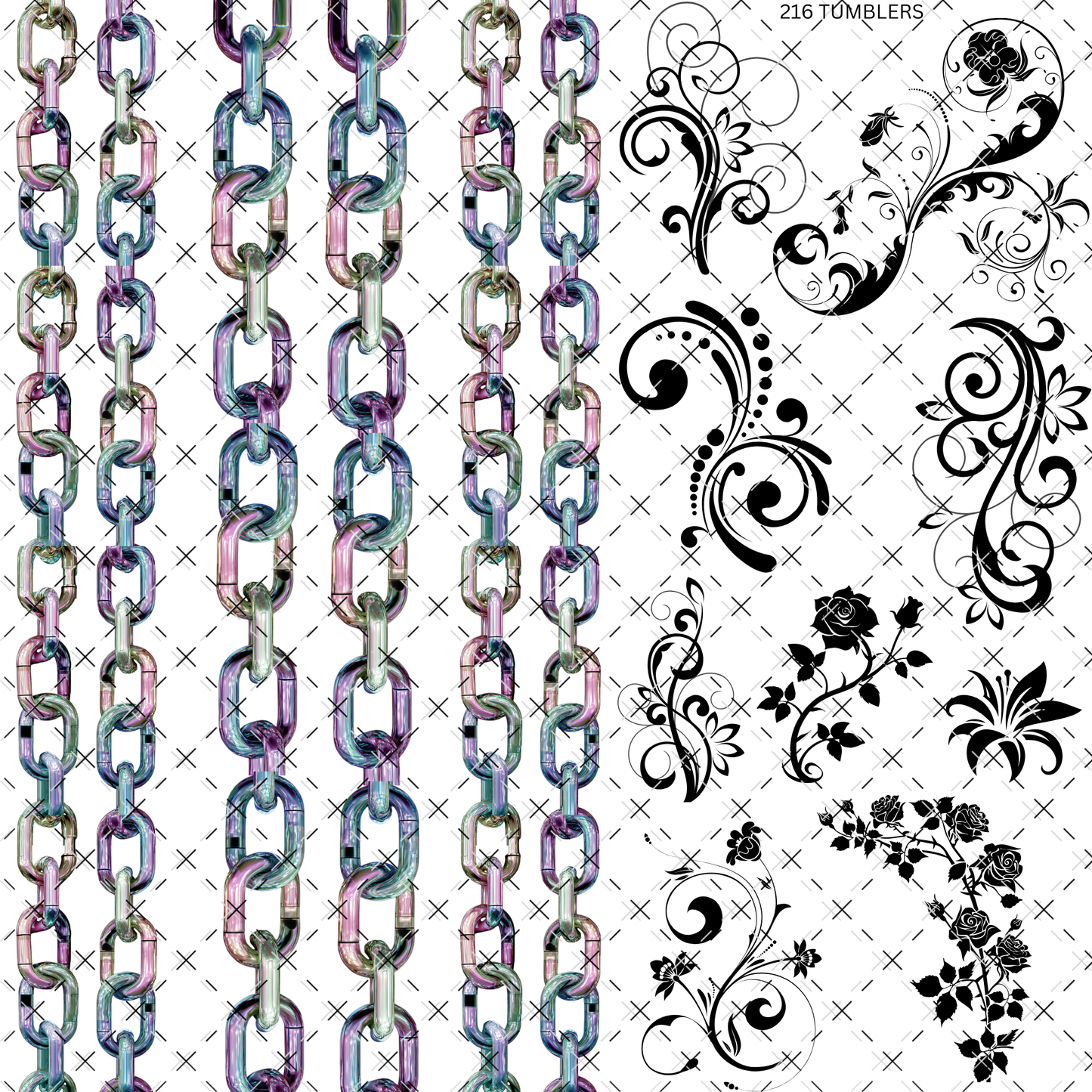849 COLORED CHAINS AND ELEMENTS - 216 Tumblers