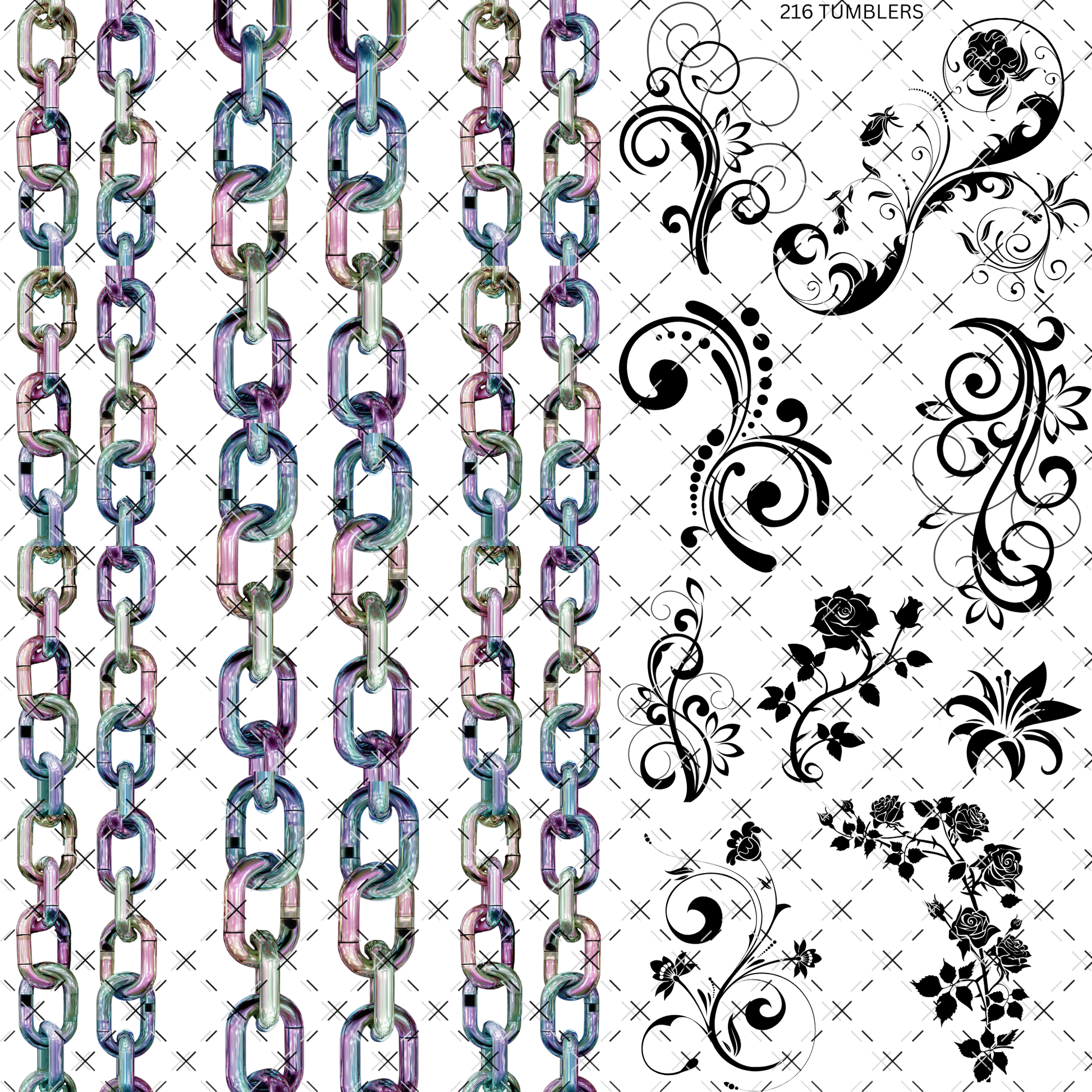 849 COLORED CHAINS AND ELEMENTS - 216 Tumblers