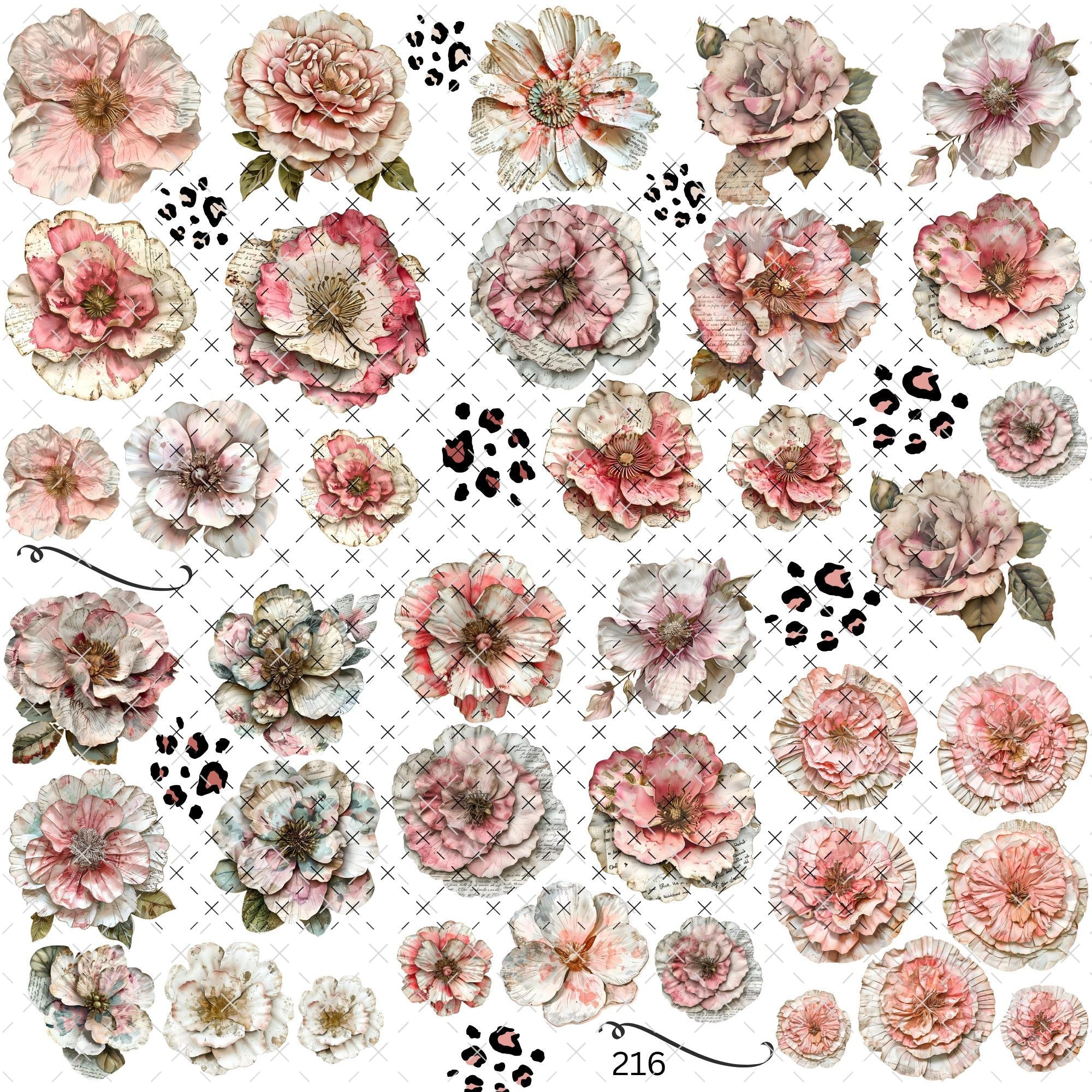 861 SMALL FLOWERS W/ LEOPARD - 216 Tumblers