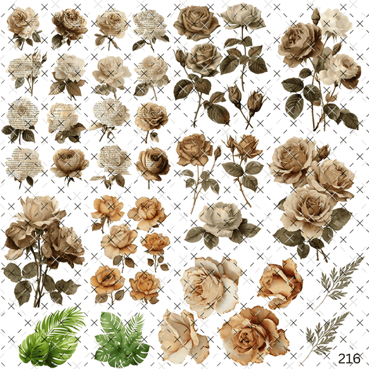 863 NEUTRAL AND NEWSPAPER FLOWERS - 216 Tumblers