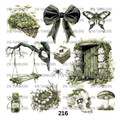 870 GREEN WHIMSICAL BOW, SKULL, CREEPY - 216 Tumblers