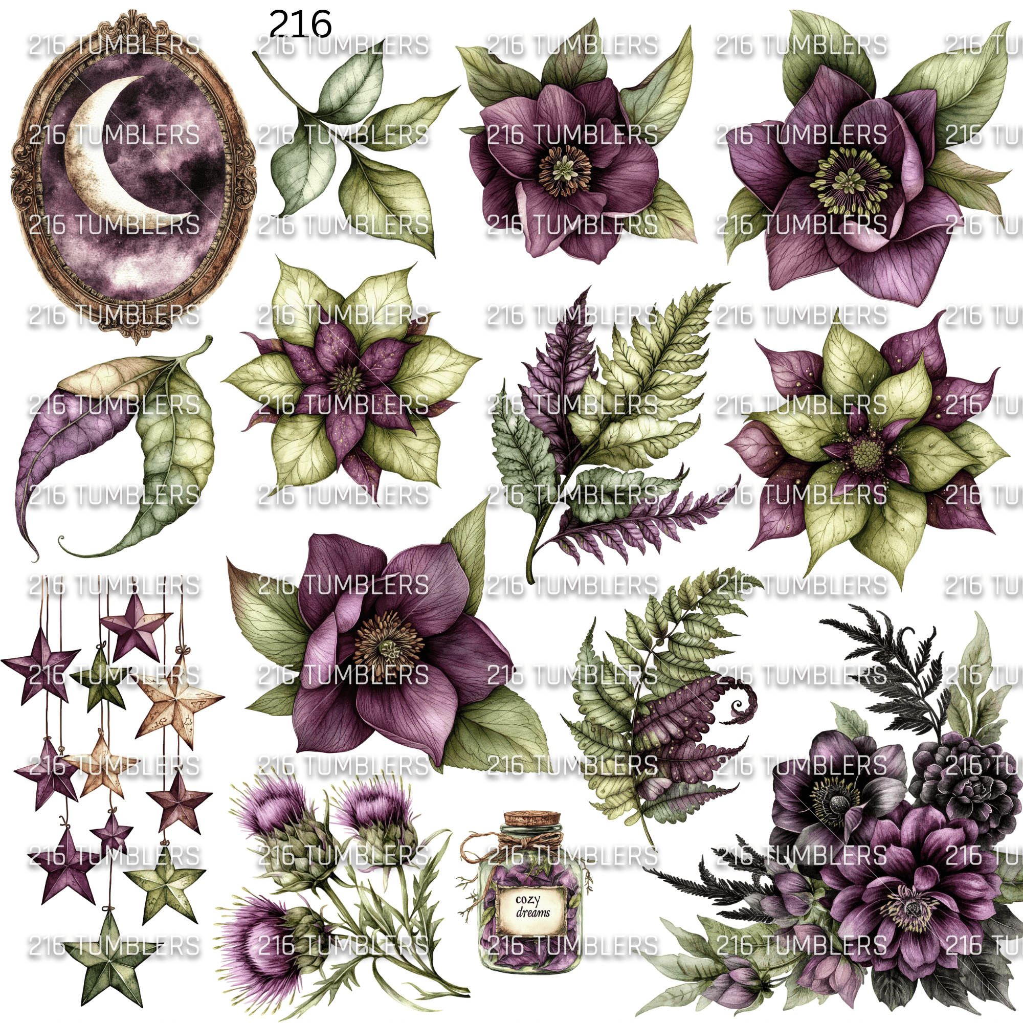 881 PURPLE FOREST FLOWERS - 216 Tumblers