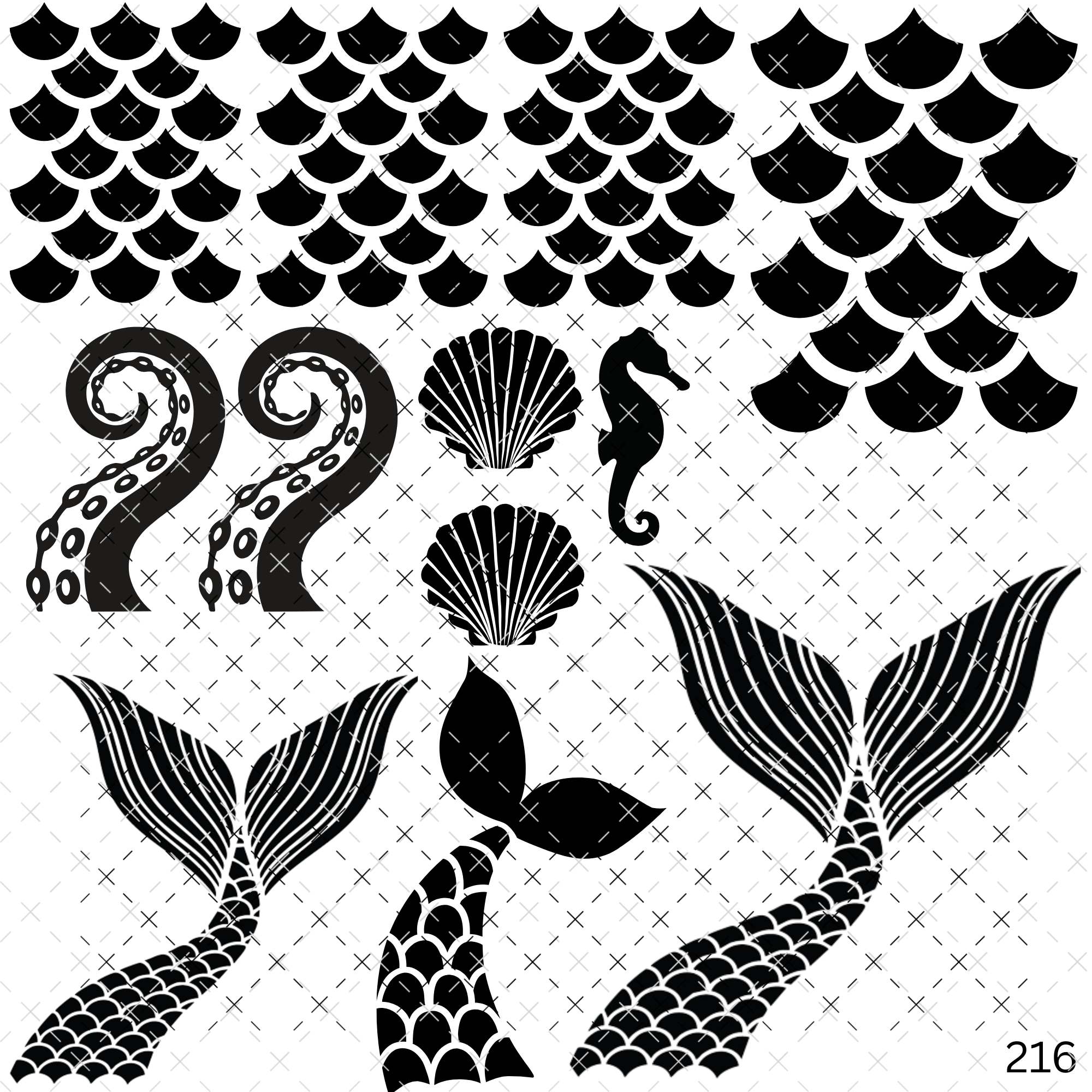 885 MERMAID OUTLINES - 216 Tumblers