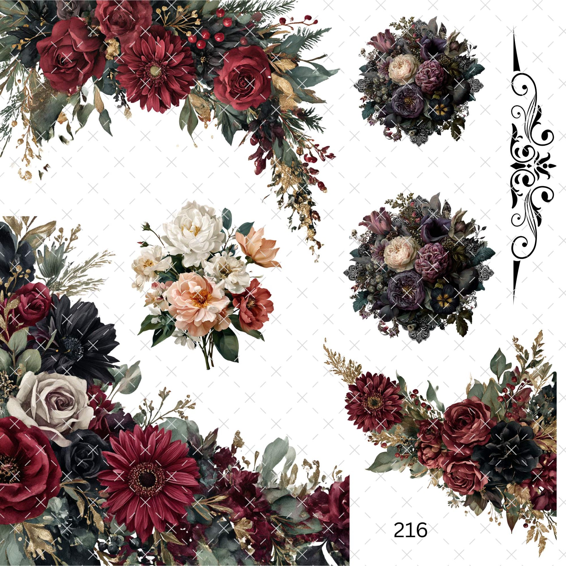 886 FLORAL BORDERS - 216 Tumblers