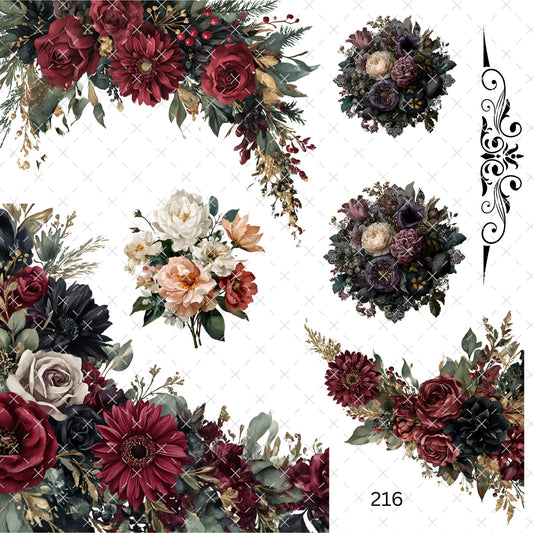 886 FLORAL BORDERS - 216 Tumblers