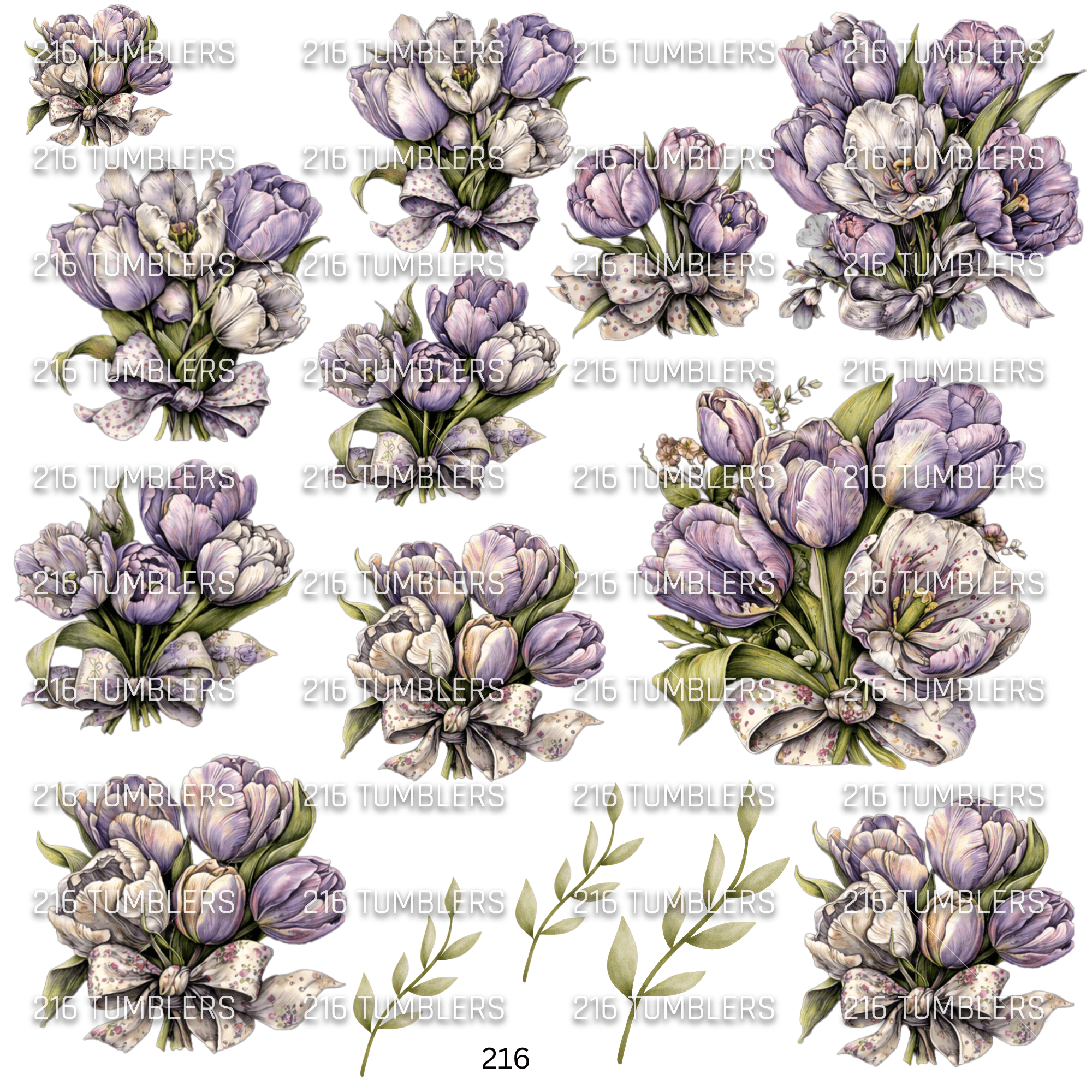 898 A PRETTY PURPLE COLOR - FLOWERS - 216 Tumblers