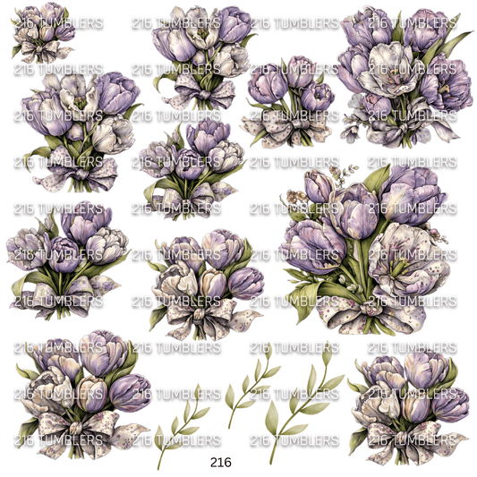 898 A PRETTY PURPLE COLOR - FLOWERS - 216 Tumblers