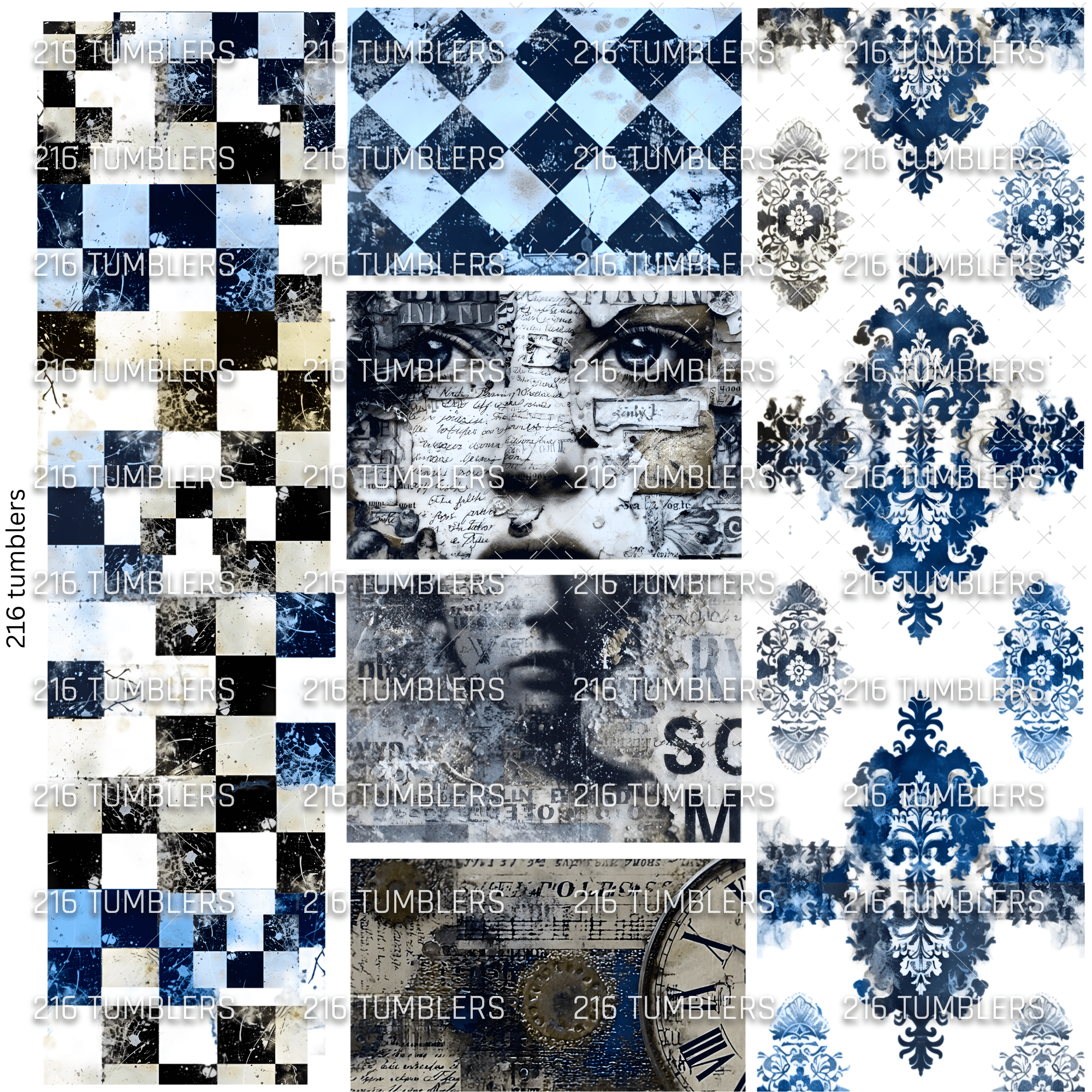 899 BLUE GIRL CHECKER GRUNGE - 216 Tumblers