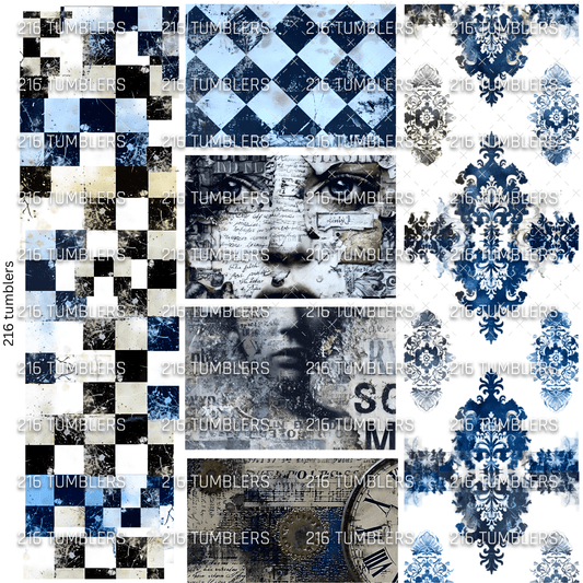 899 BLUE GIRL CHECKER GRUNGE - 216 Tumblers