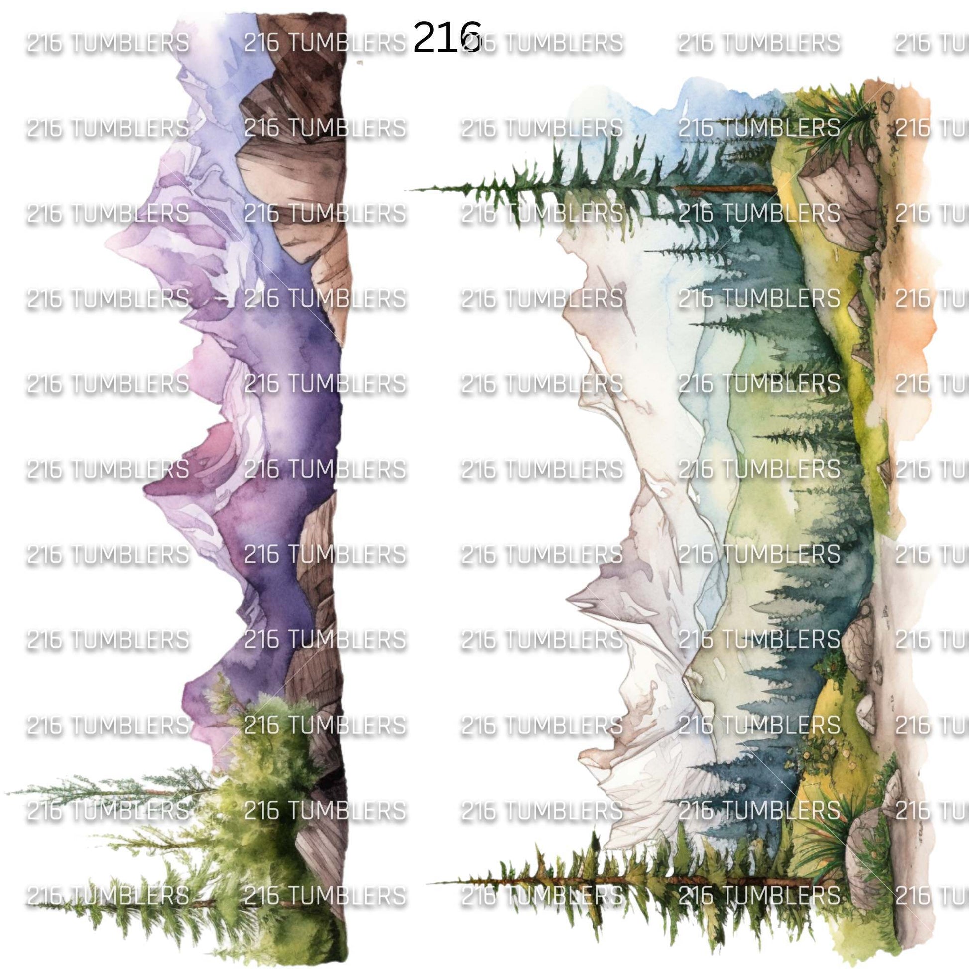 906 WATERCOLOR MOUNTAIN SCENE - 216 Tumblers