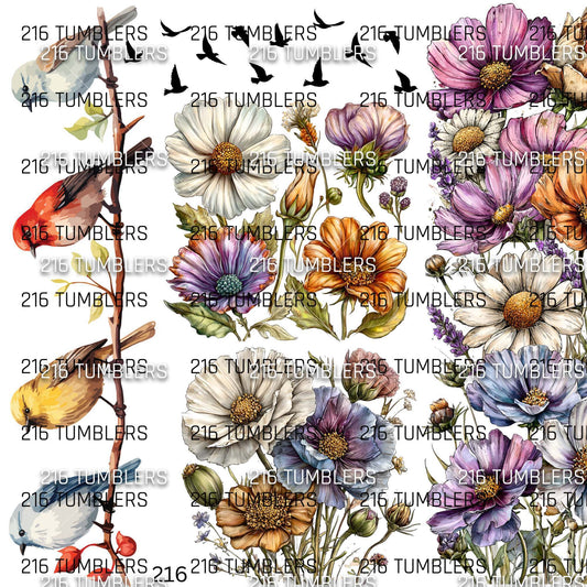 908 BIRDS AND FLOWERS - 216 Tumblers