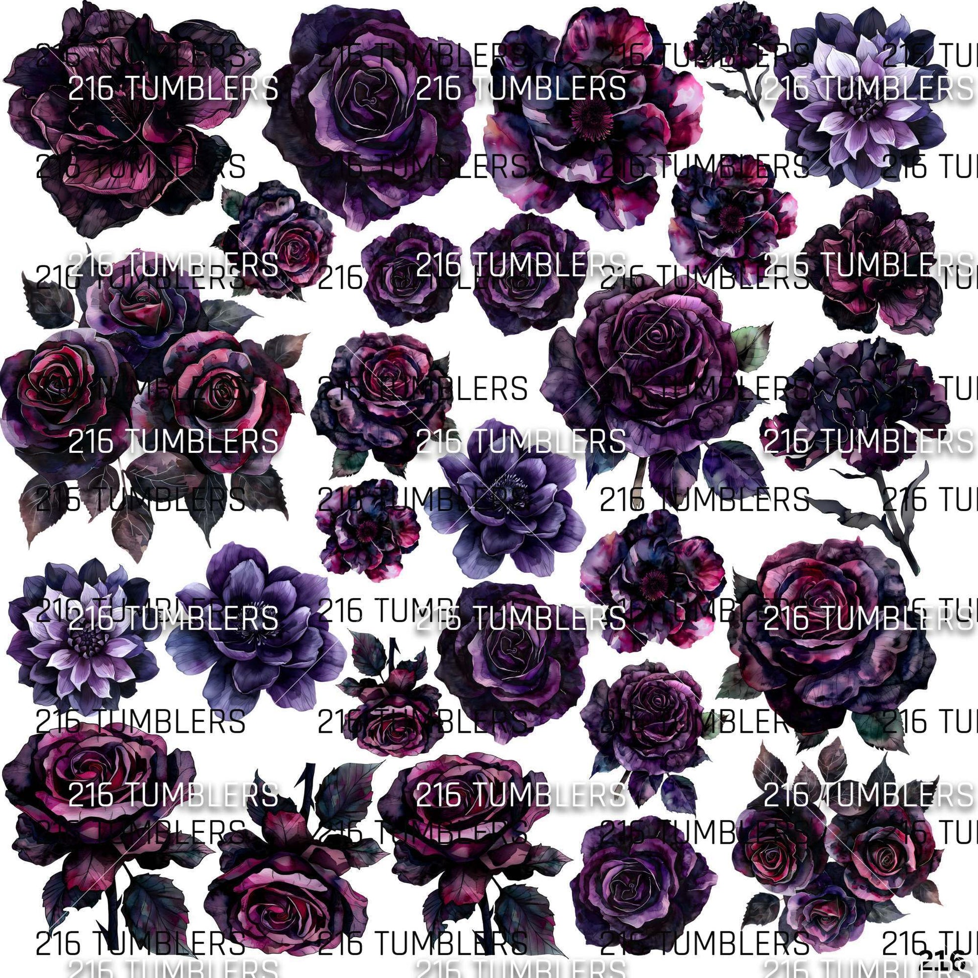 920 DEEP PURPLE FLOWERS - 216 Tumblers