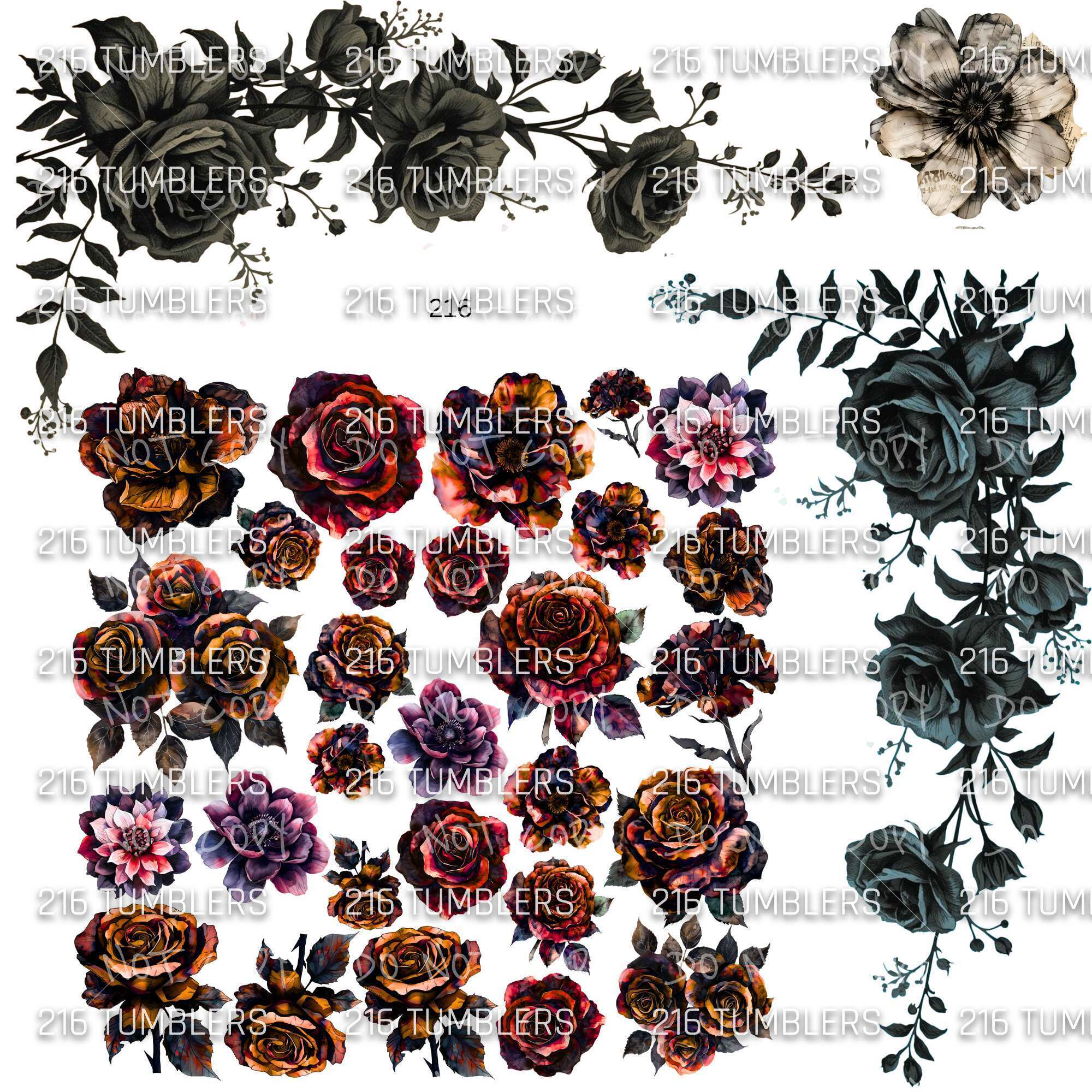 925 GOTHIC FLORAL - 216 Tumblers