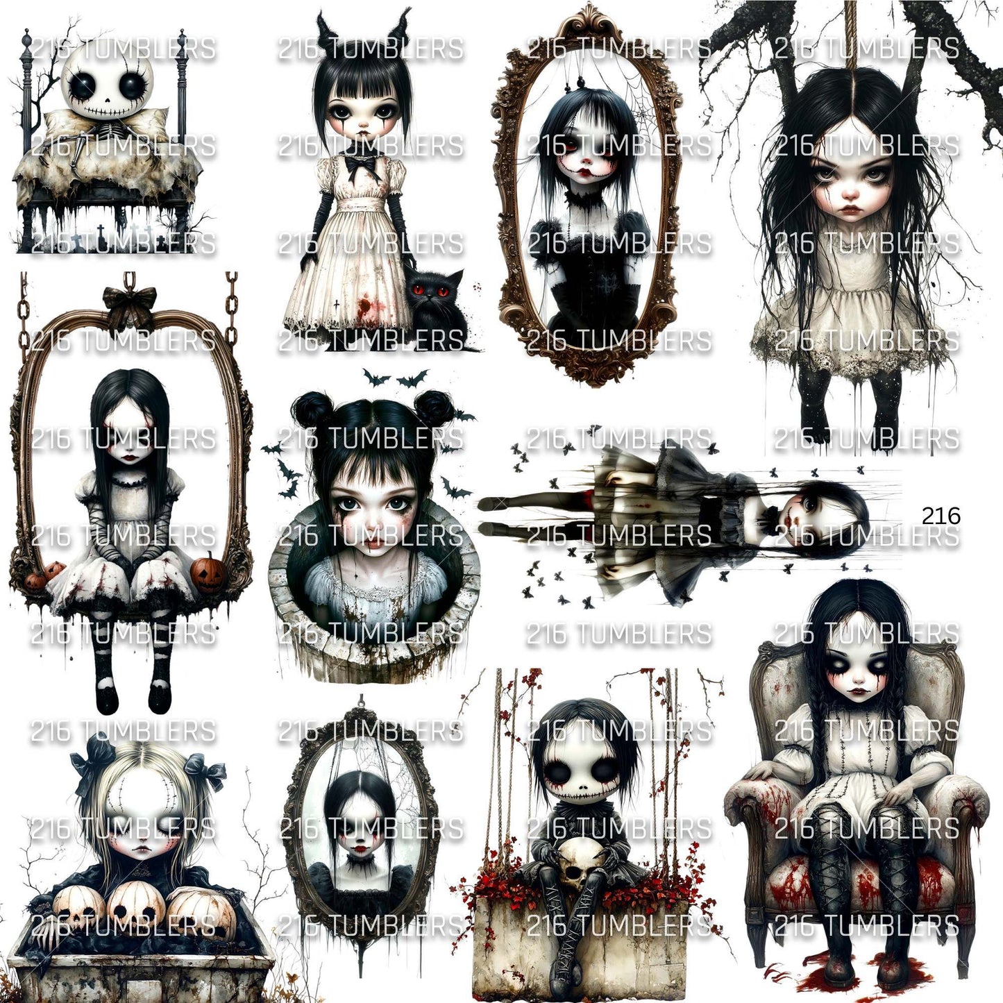931 CREEPY DOLLS - 216 Tumblers