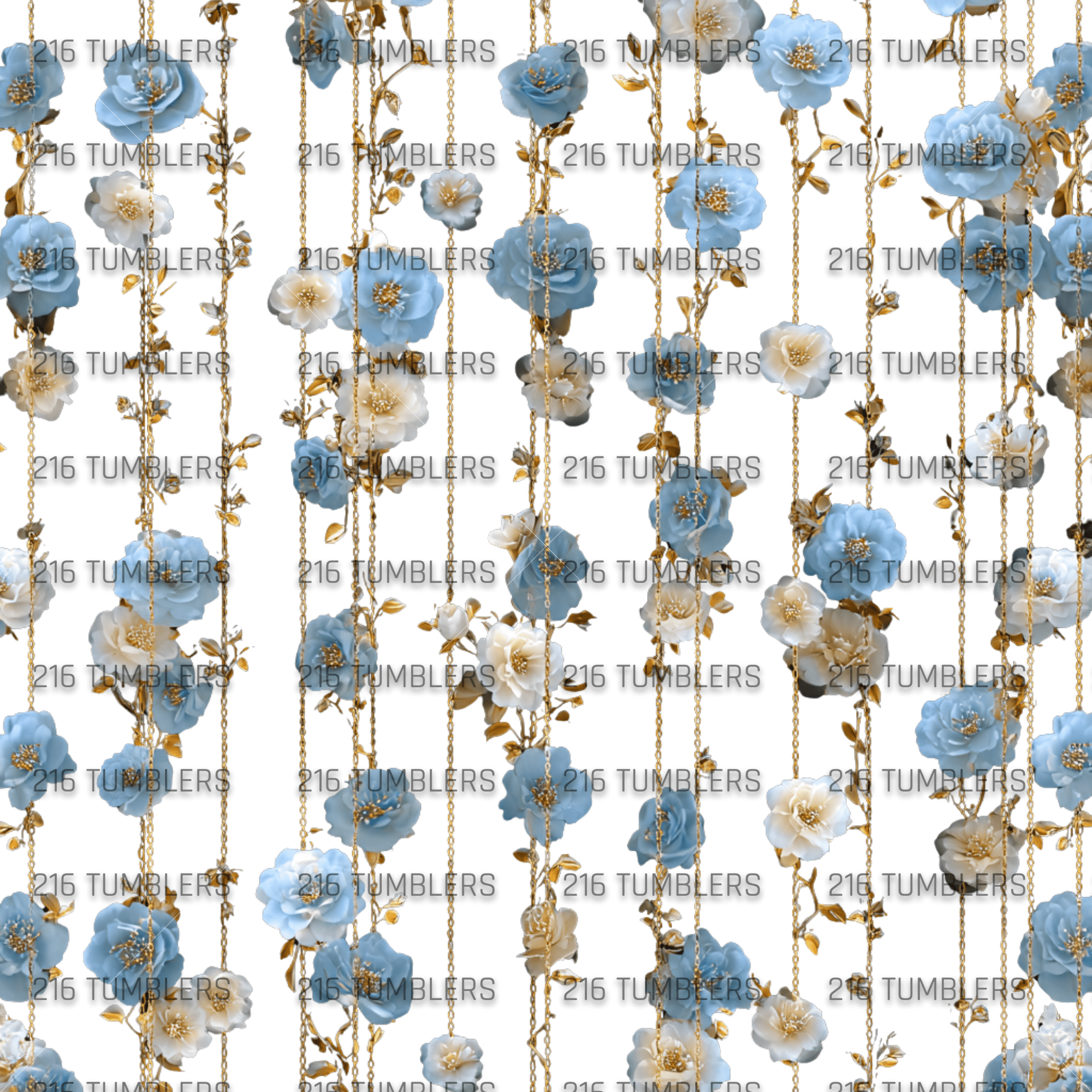 951 BLUE FLORAL STRANDS - 216 Tumblers