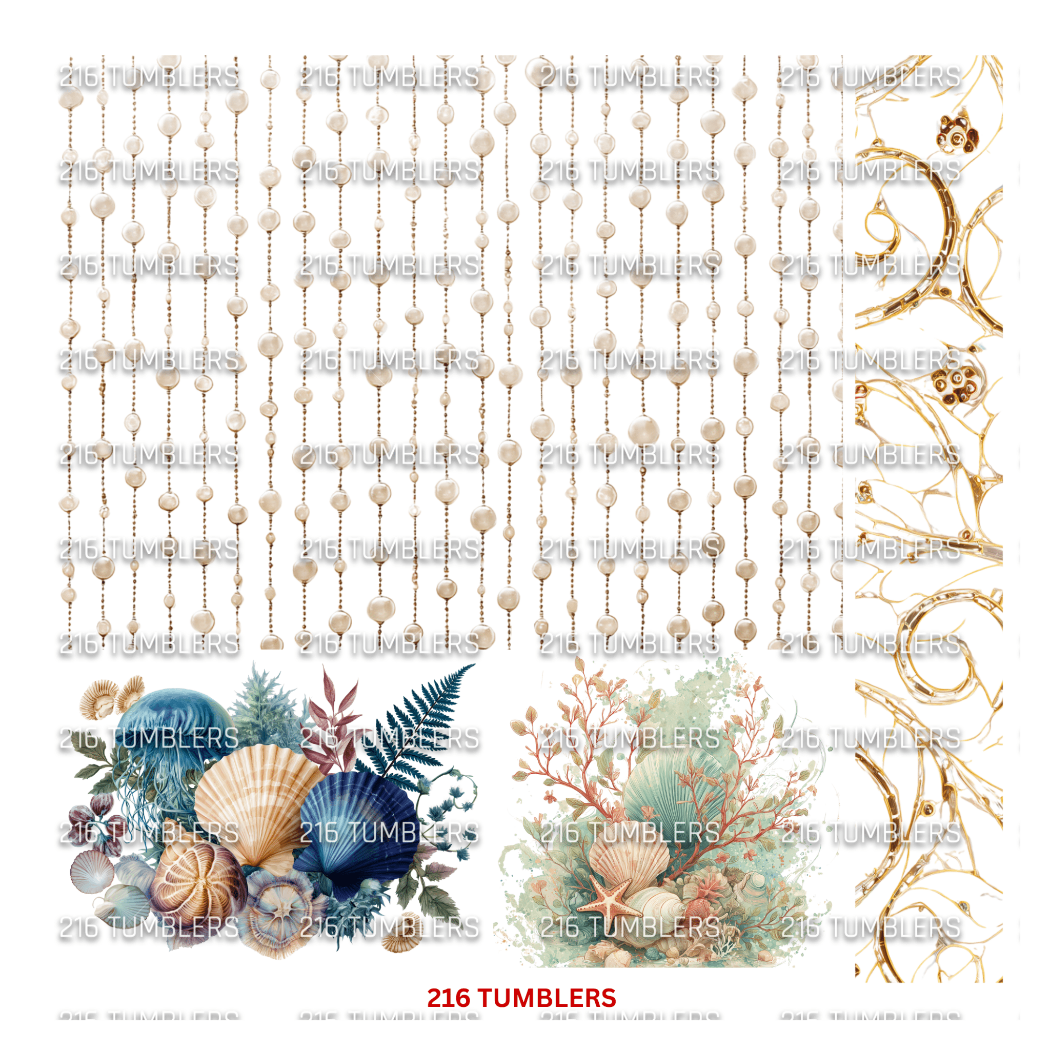 954 PEARLS AND SHELLS - 216 Tumblers