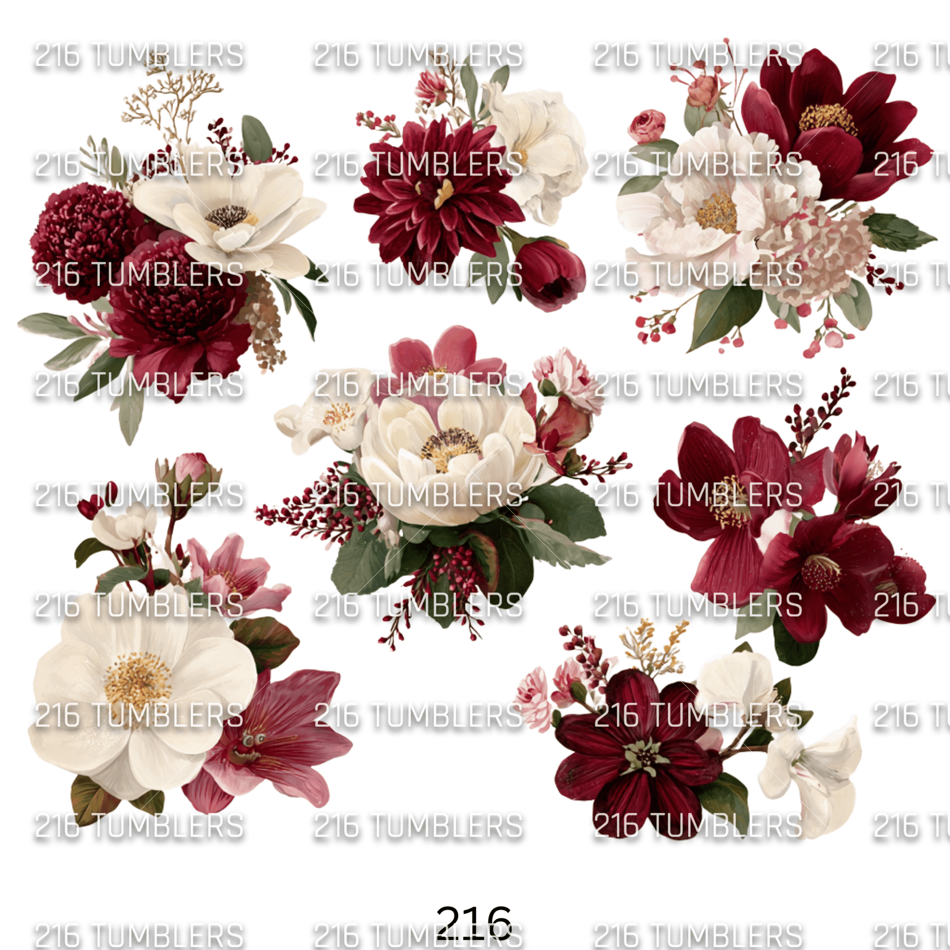 959 FLOWERS - 216 Tumblers