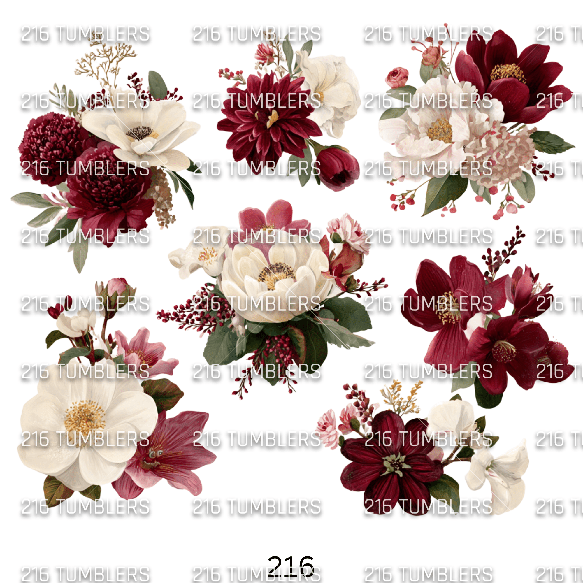 959 FLOWERS - 216 Tumblers