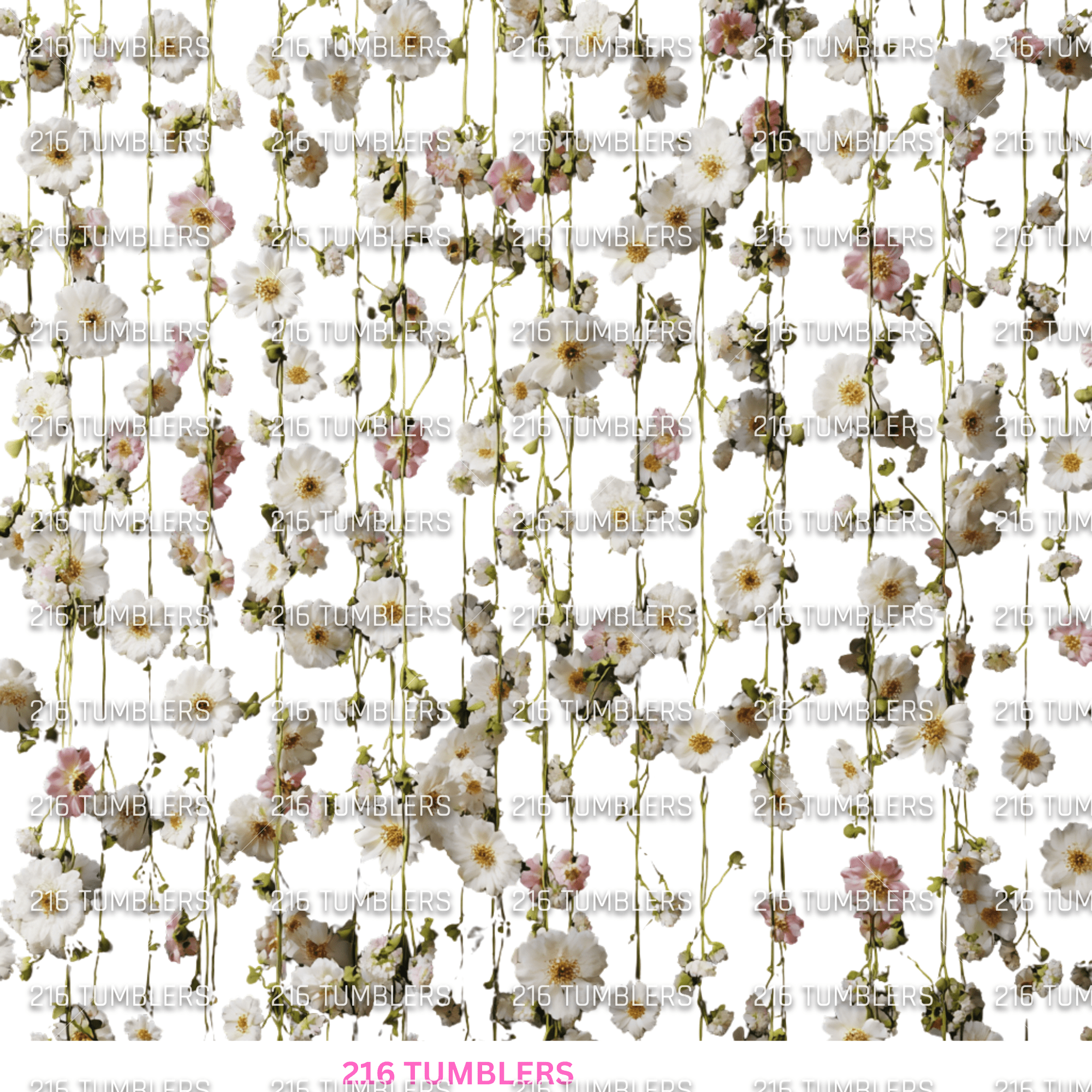 962 WHITE FLORAL STRANDS - 216 Tumblers