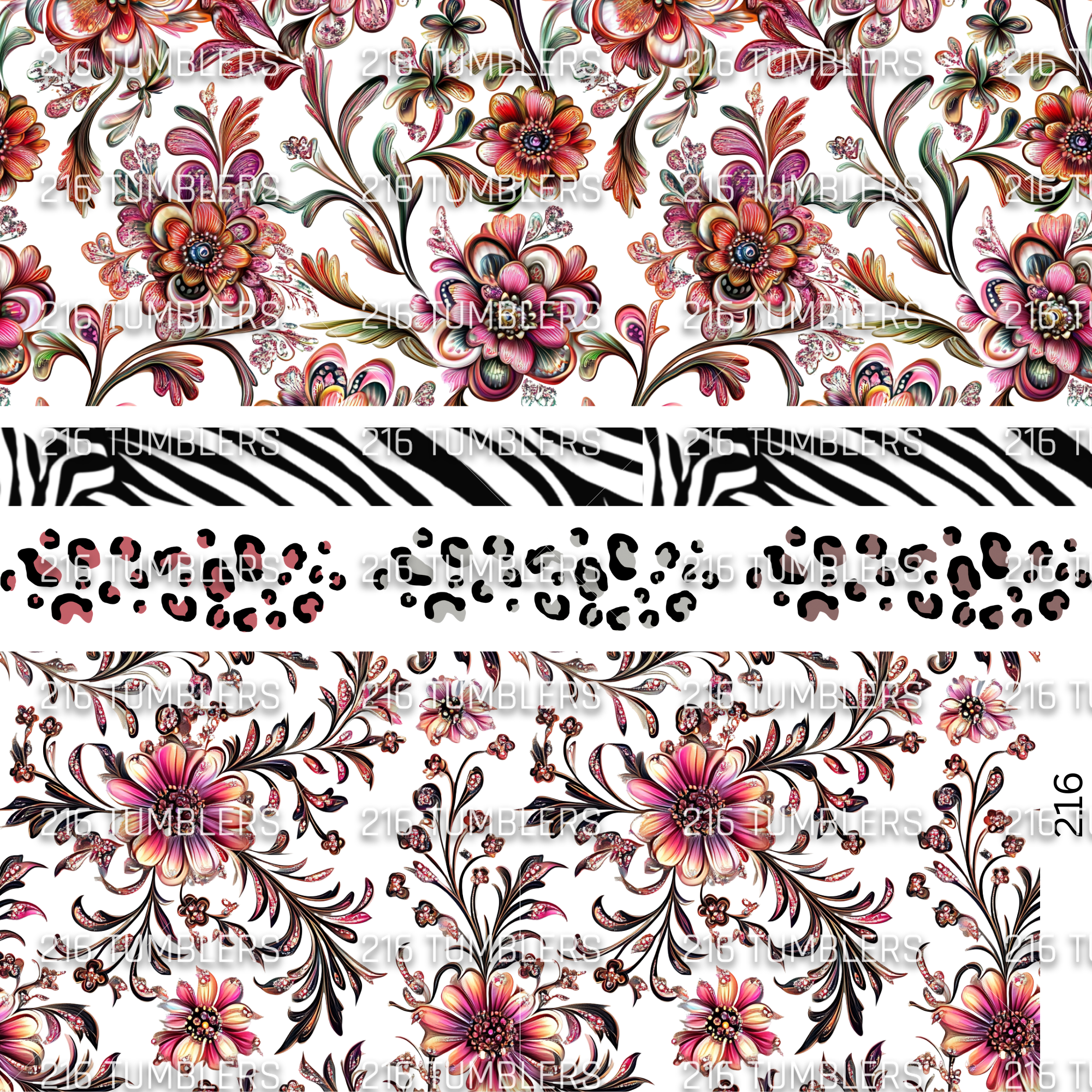 966 SPRING FRILLY FLOWERS - 216 Tumblers