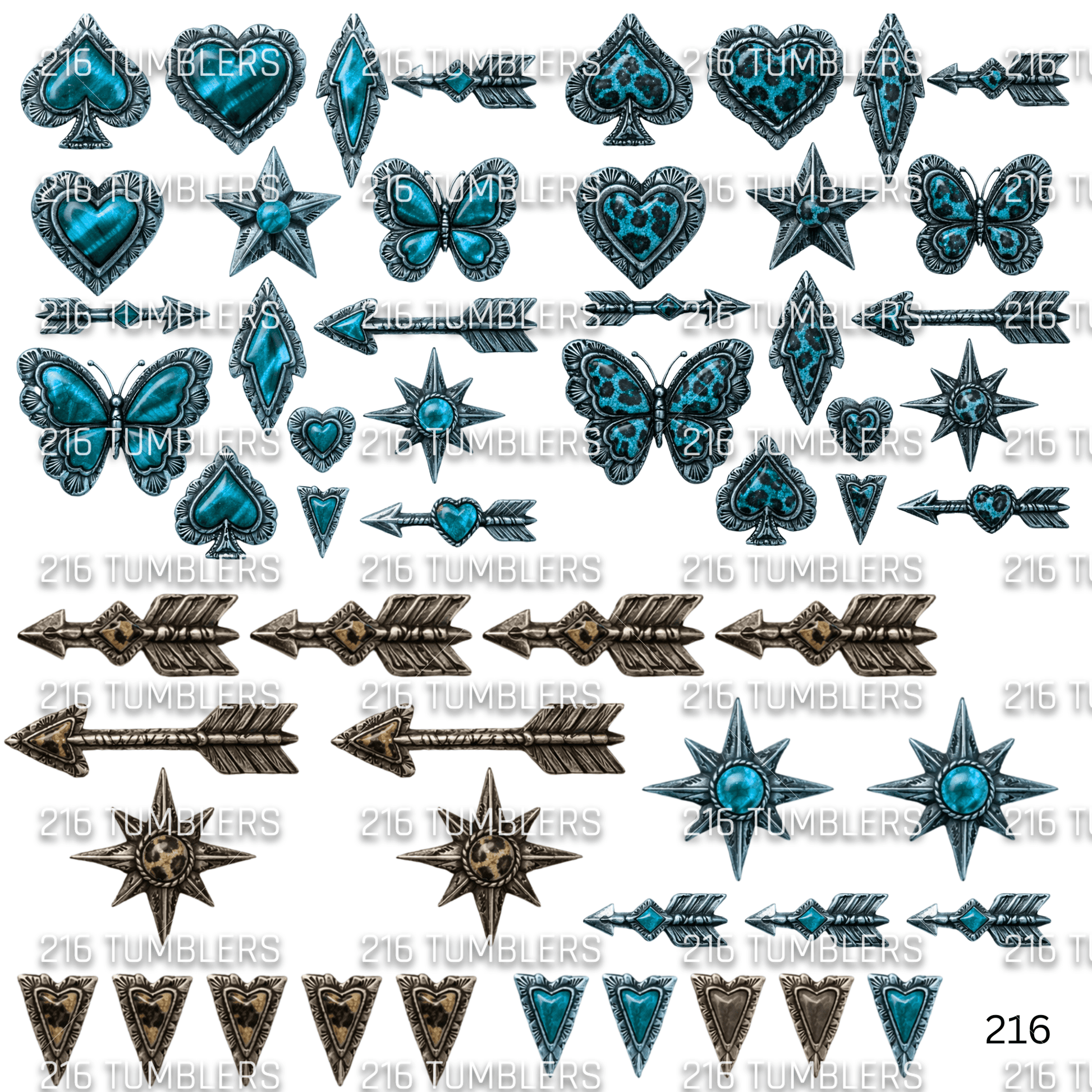 978 WESTERN TURQUOISE ELEMENTS - 216 Tumblers