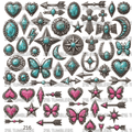 979 WESTERN TURQUOISE ELEMENTS W/PINK - 216 Tumblers