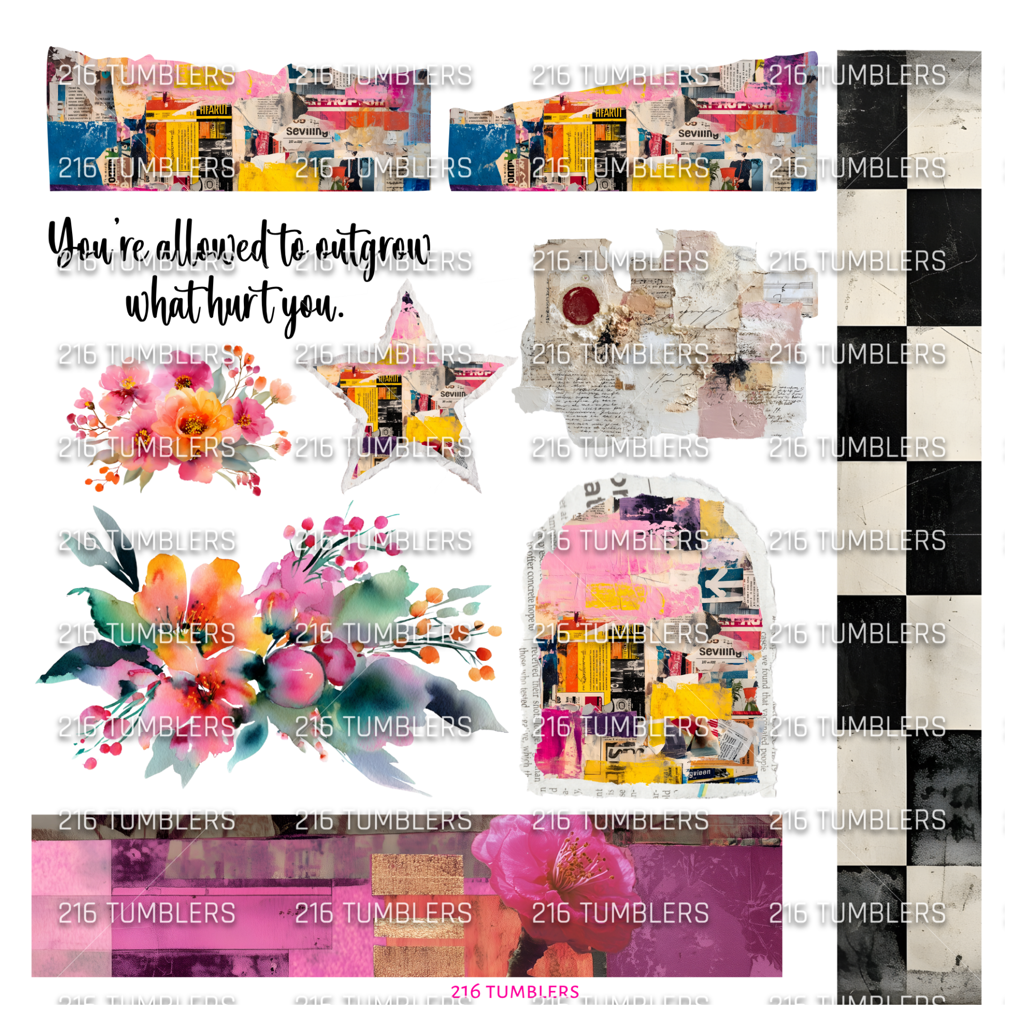 983 CHECKER JOURNAL AND FLORAL - 216 Tumblers