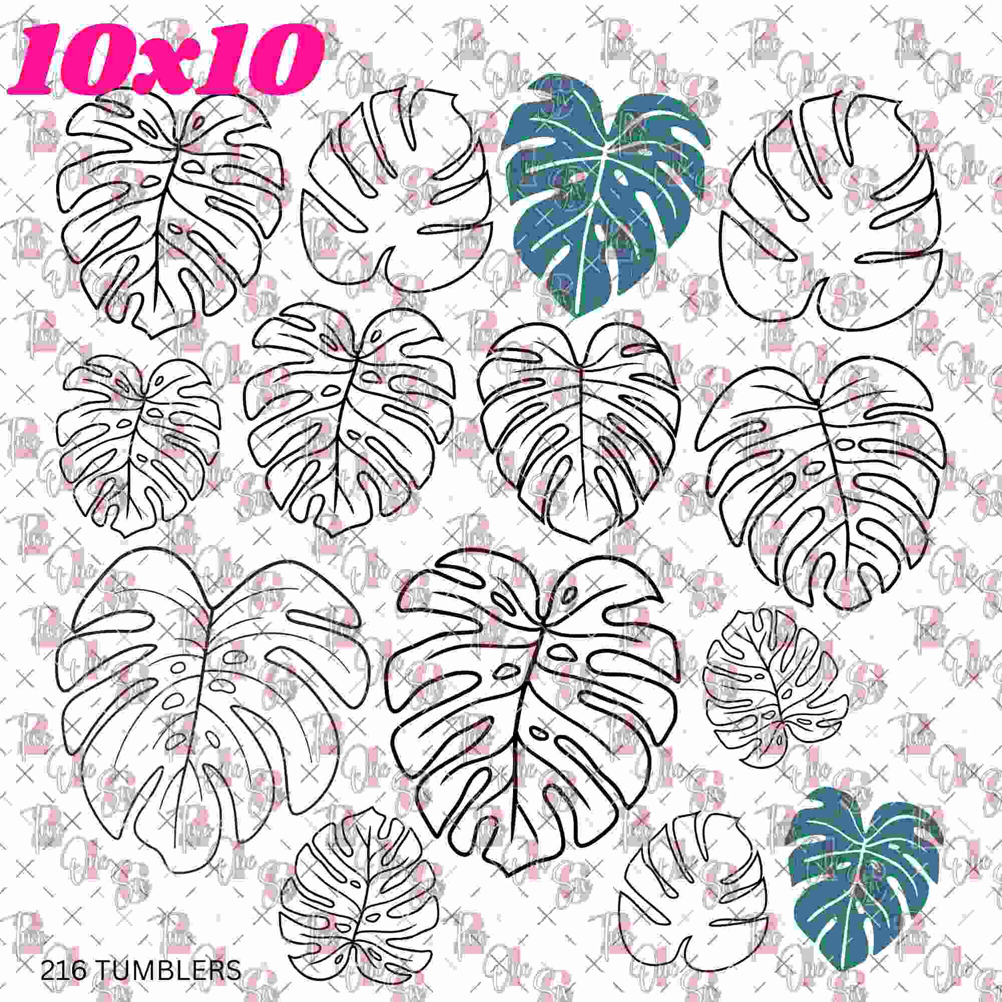 10X10- 158 MONSTERA OUTLINES
