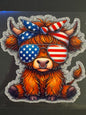 GLITTER UVDTF HIGHLAND COW AMERICAN GIRL