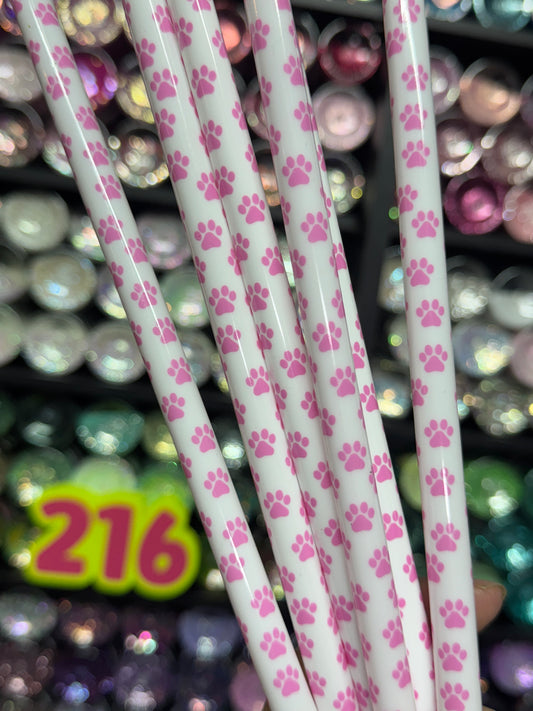 598 Pink Paw Prints (White) 32-40oz