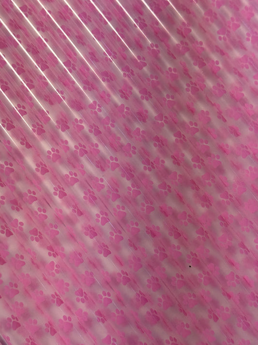 502 Pink Paw Prints (Clear) 32-40oz