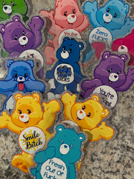 GLITTER SWEAR BEAR 4INCH DECAL