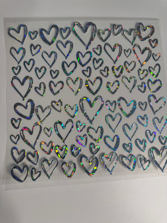 10X10-DIAMOND CUT HOLOGRAPHIC HEARTS
