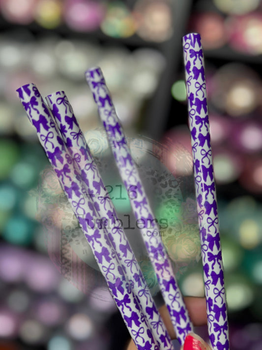 Purple Bow and Ribbon Straw 32-40oz