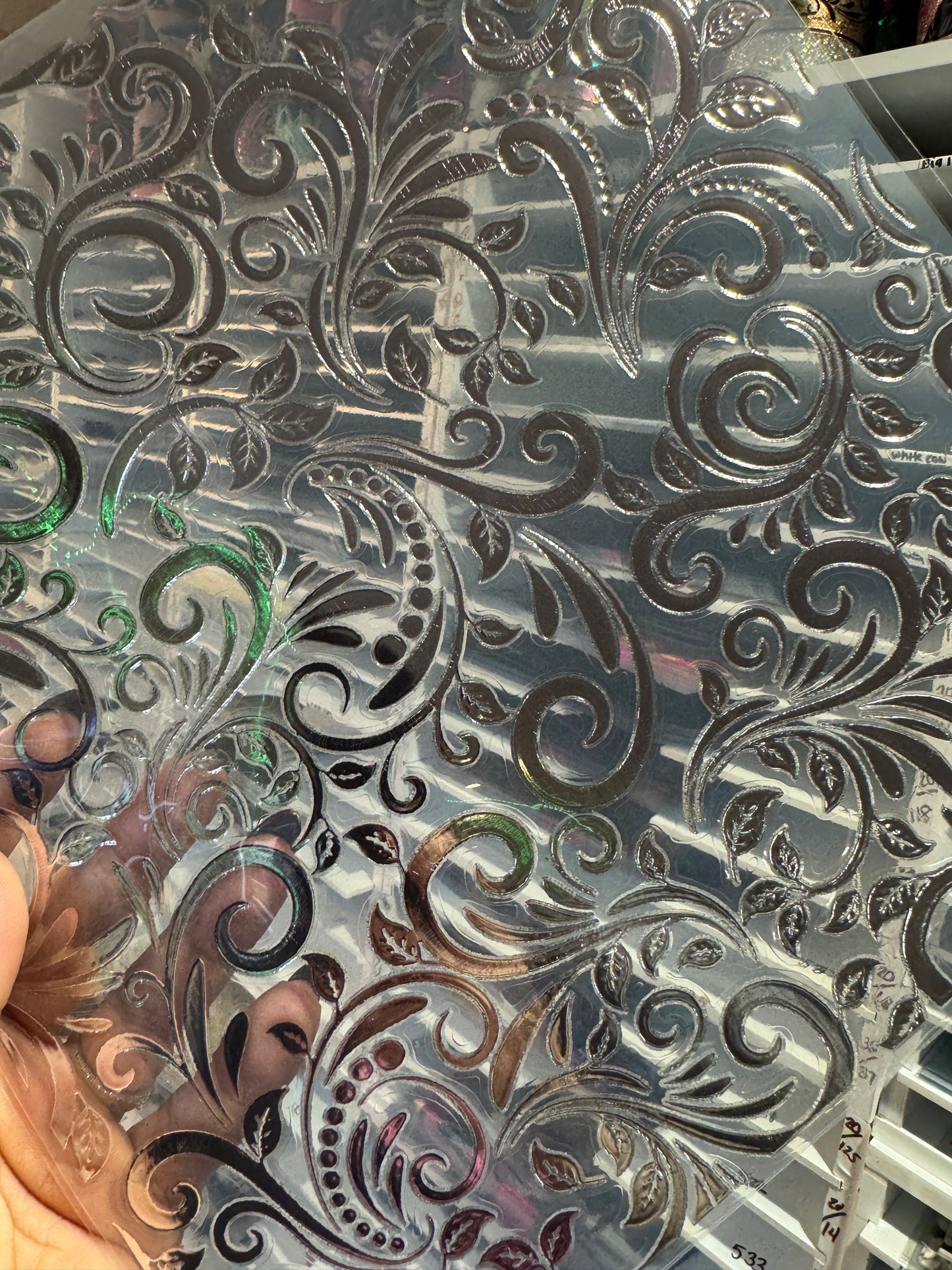 SILVER FOIL TOOLED LEATHER