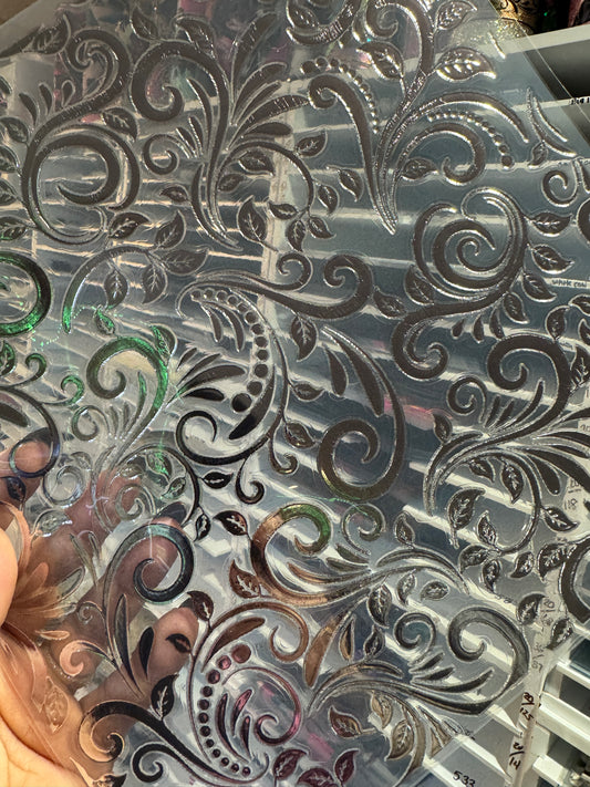 SILVER FOIL TOOLED LEATHER