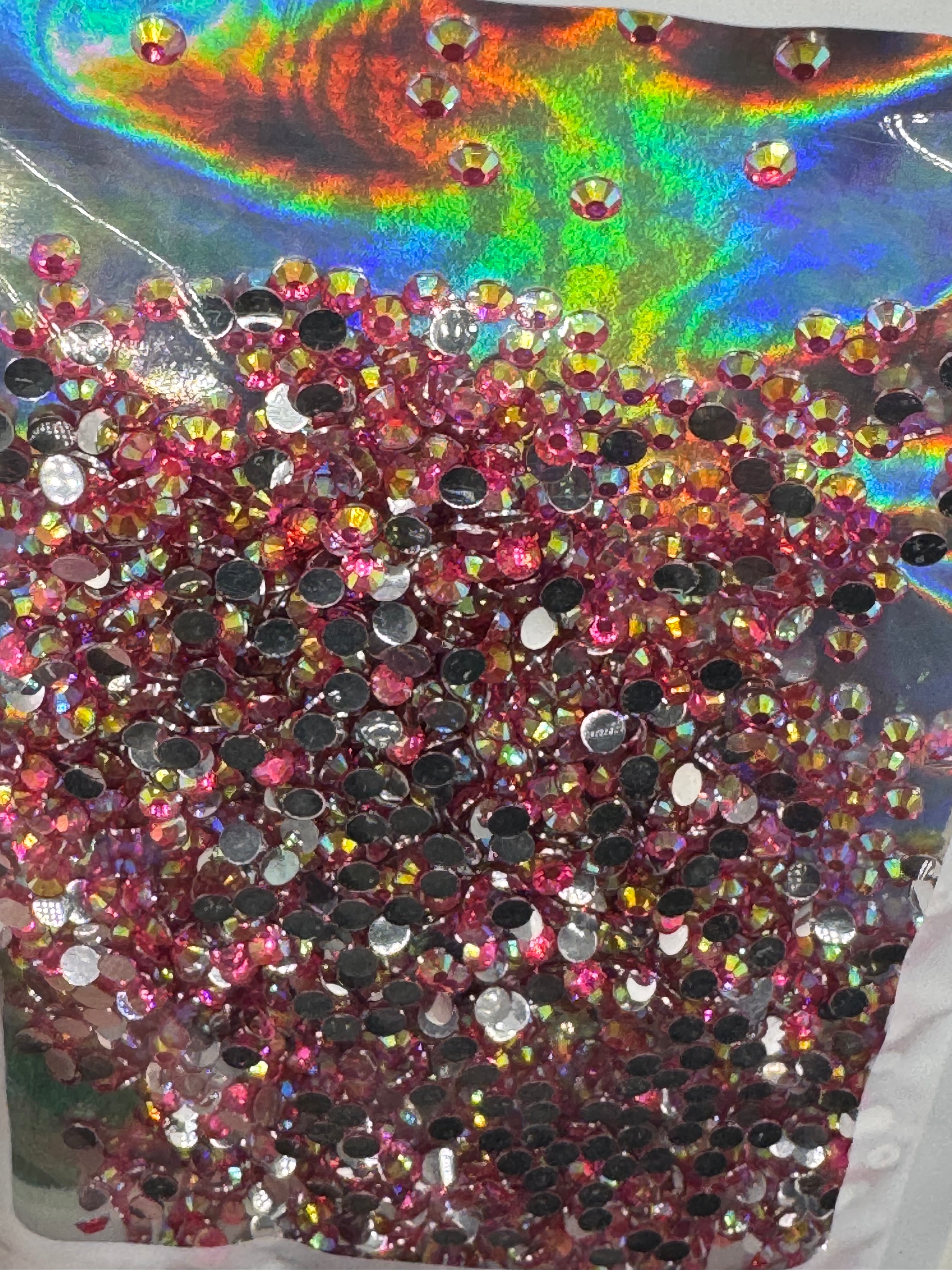 3mm RESIN RHINESTONES LIGHT ROSE AB SILVER BACK