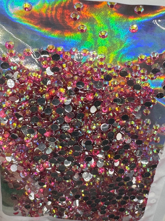 3mm RESIN RHINESTONES LIGHT ROSE AB SILVER BACK