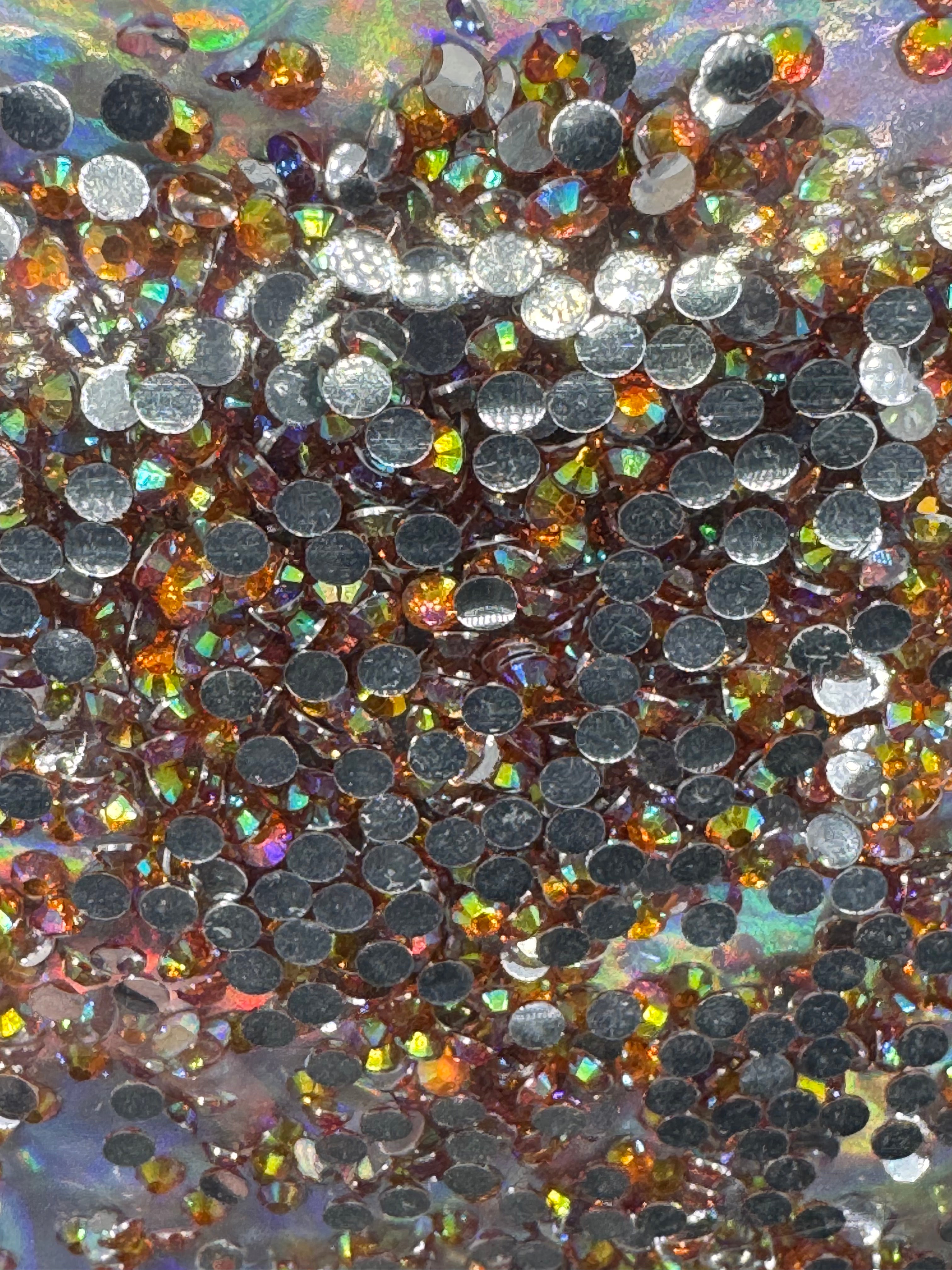 3mm RESIN RHINESTONES ORANGE AB SILVER BACK