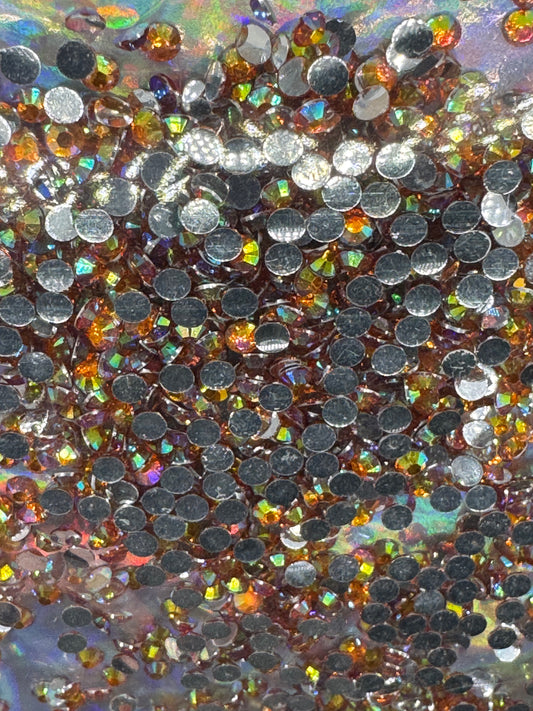 3mm RESIN RHINESTONES ORANGE AB SILVER BACK