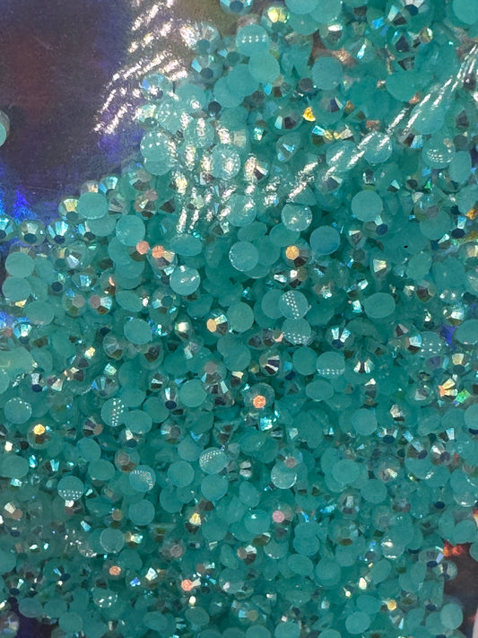 3mm RESIN RHINESTONES DARK AQUAMARINE AB JELLY
