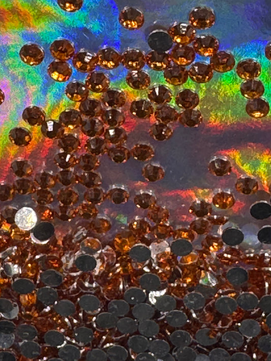 3mm RESIN RHINESTONES ORANGE SILVER BACK
