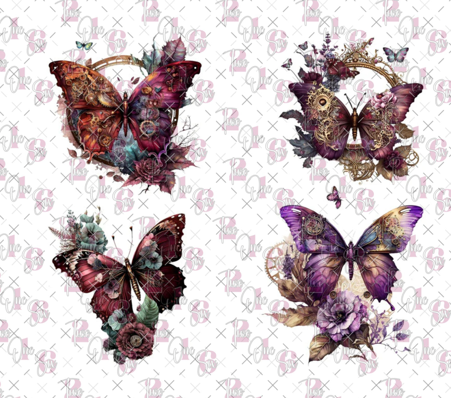 20-33 Steampunk Butterflies Purples