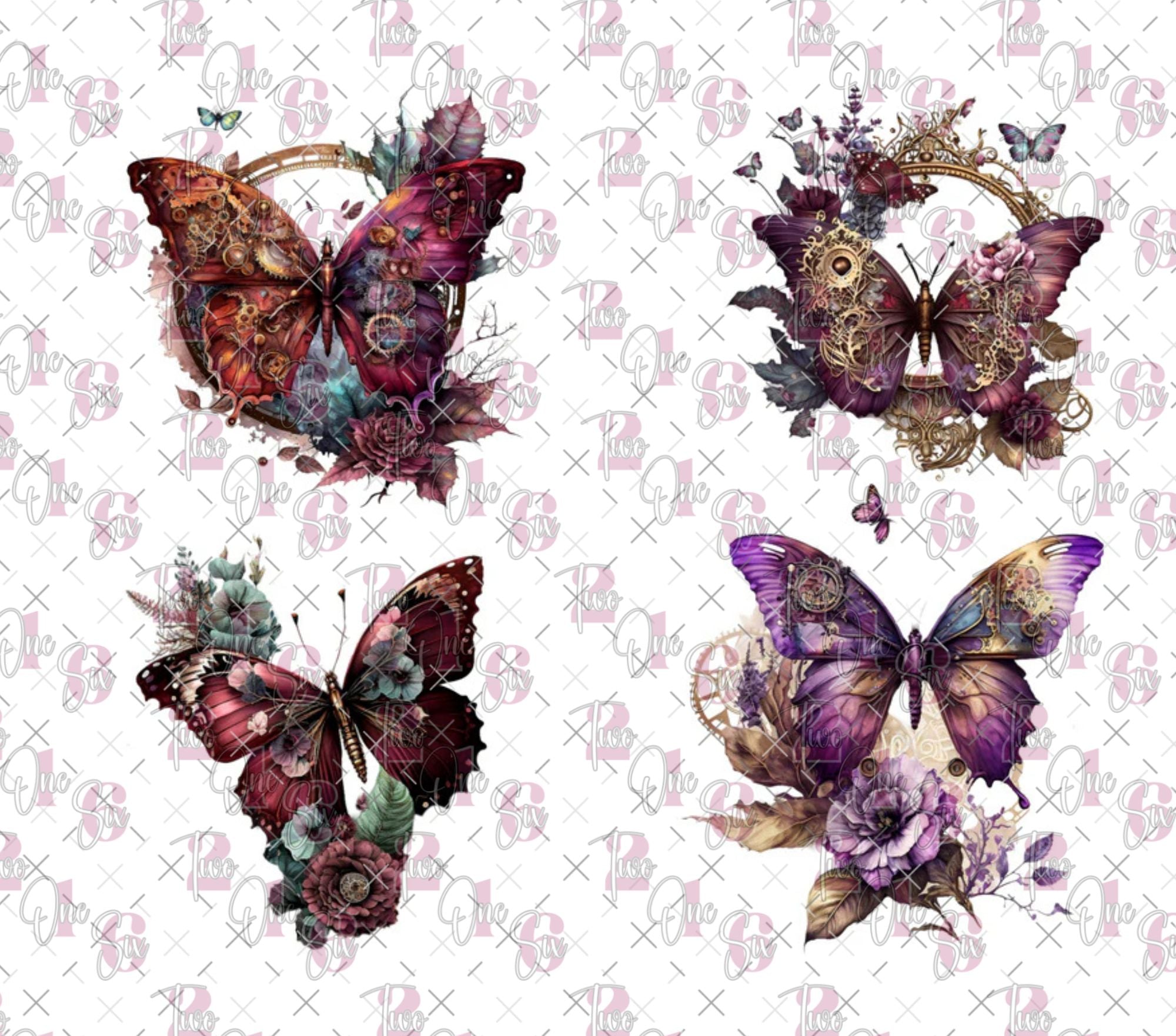20-33 Steampunk Butterflies Purples