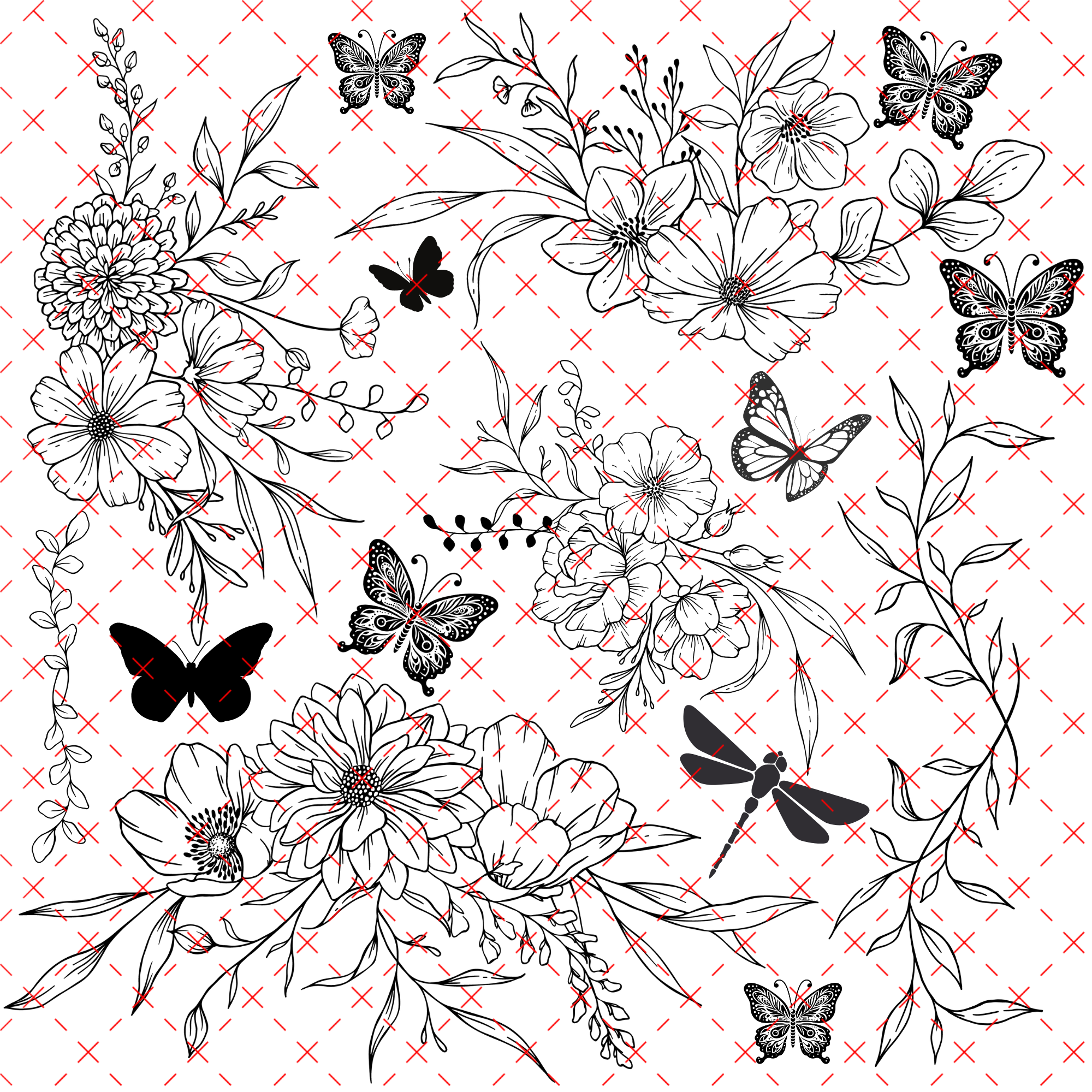 10X10 OUTLINES  #14 BUTTERFLIES