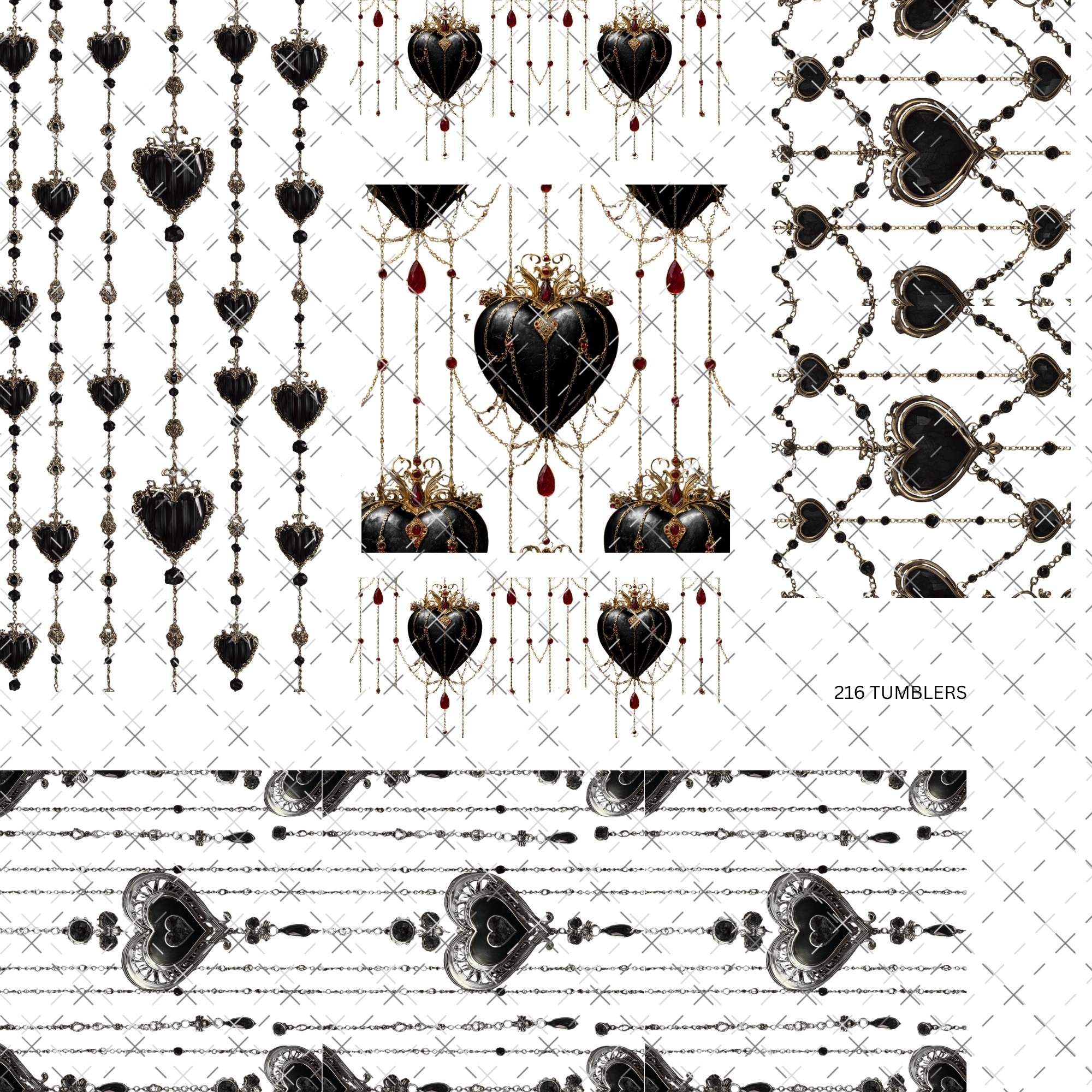 BLACK HEART STRANDS - 216 Tumblers