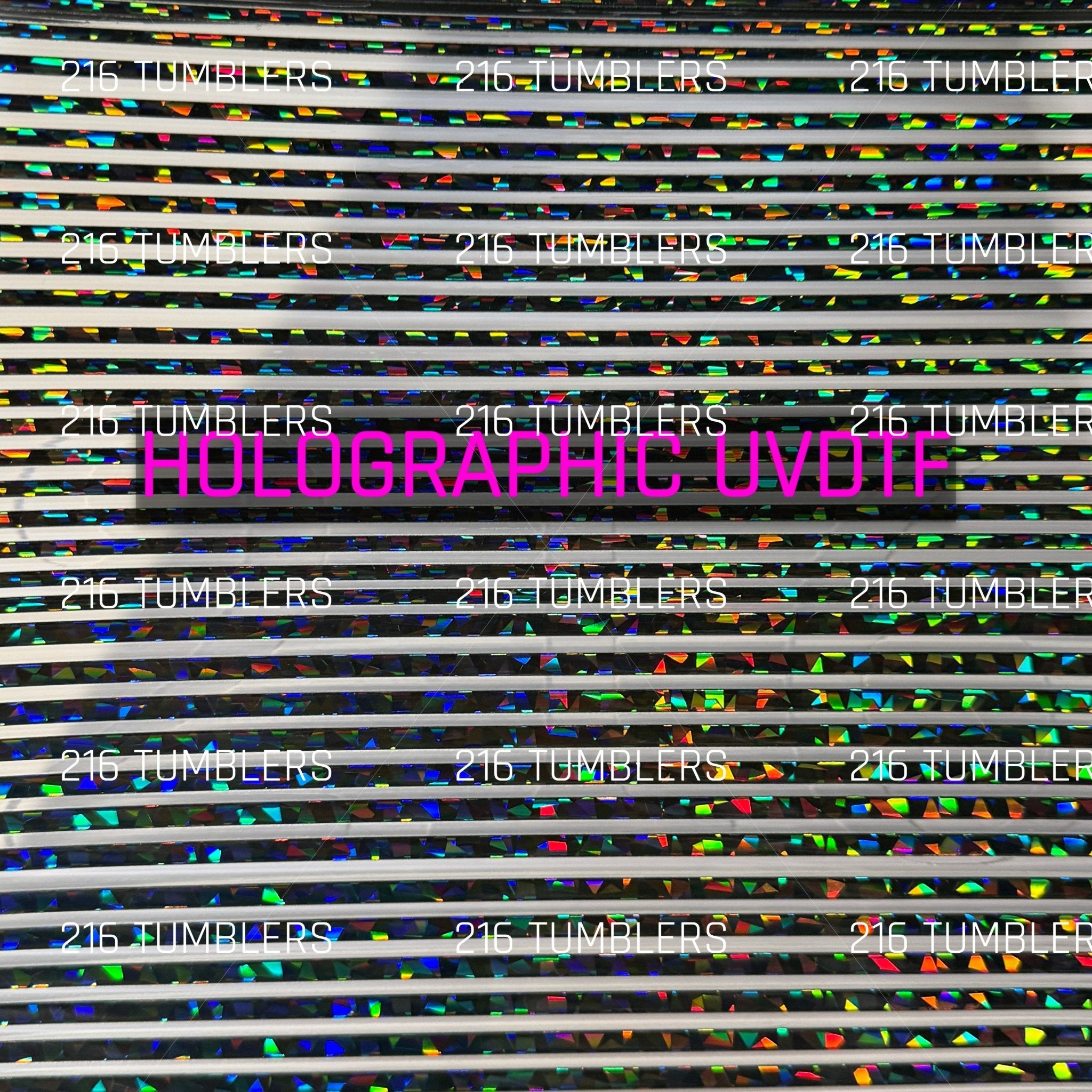 BLACK SHARDS HOLOGRAPHIC PINSTRIPES UVDTF 11.25X11.25 - 216 Tumblers