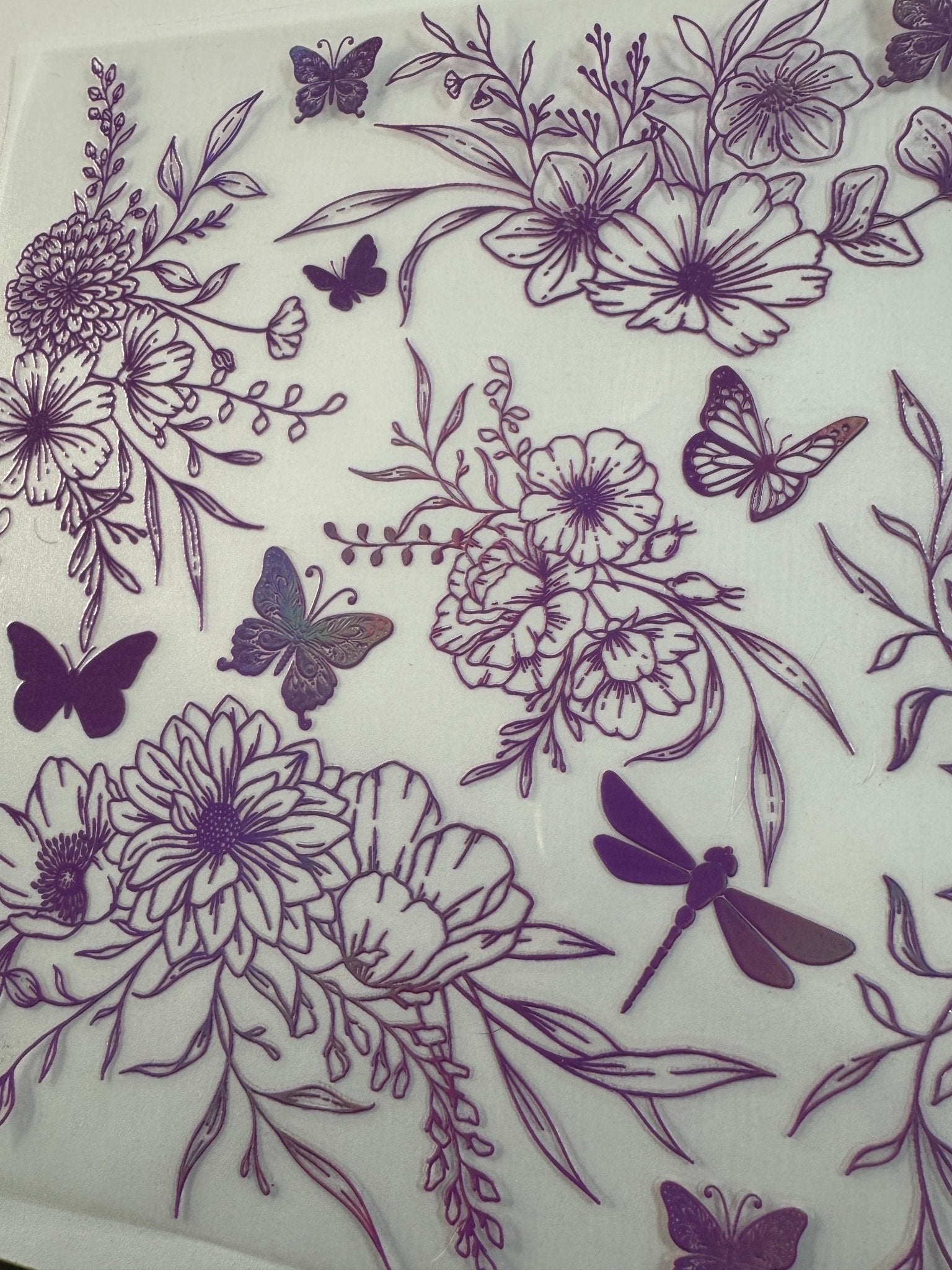 BRIGHT PURPLE BUTTERFLIES/FLORAL HOLOGRAPHIC - 216 Tumblers